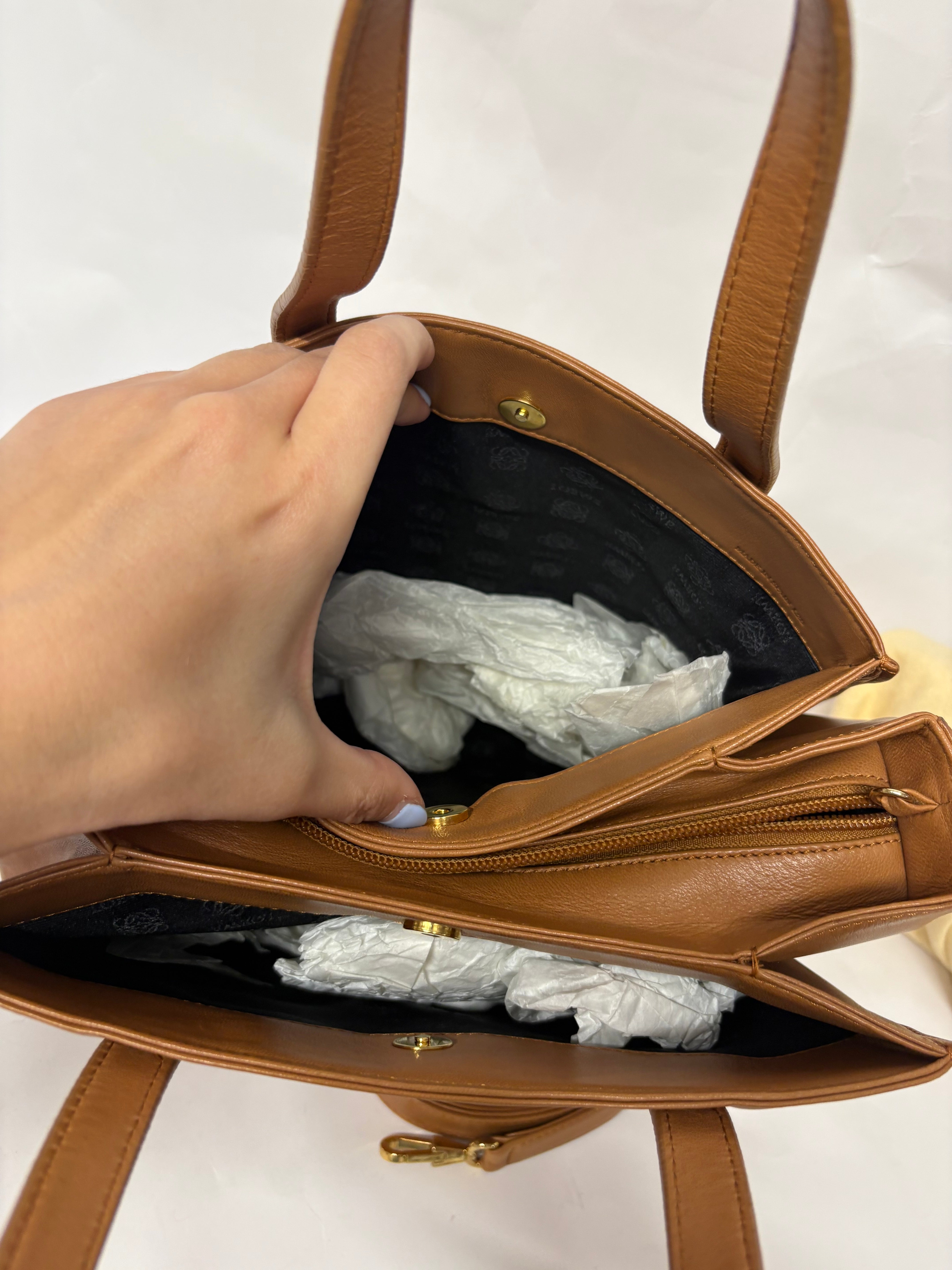 Loewe Vintage Piel Tafilete Camel 2-Way Original con bandolera
