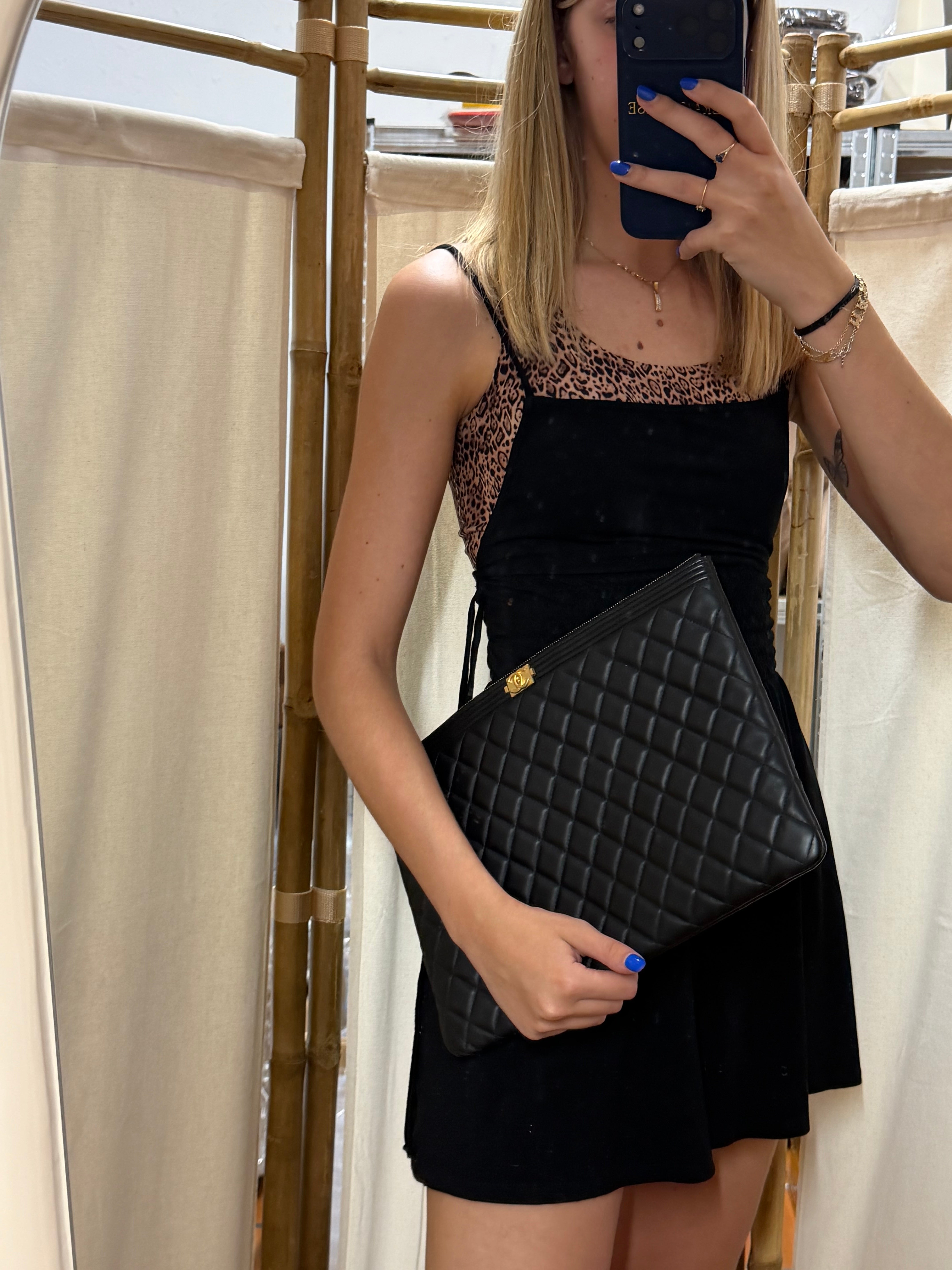 Chanel Boy O-Case Large | Lambskin Negro Gold
