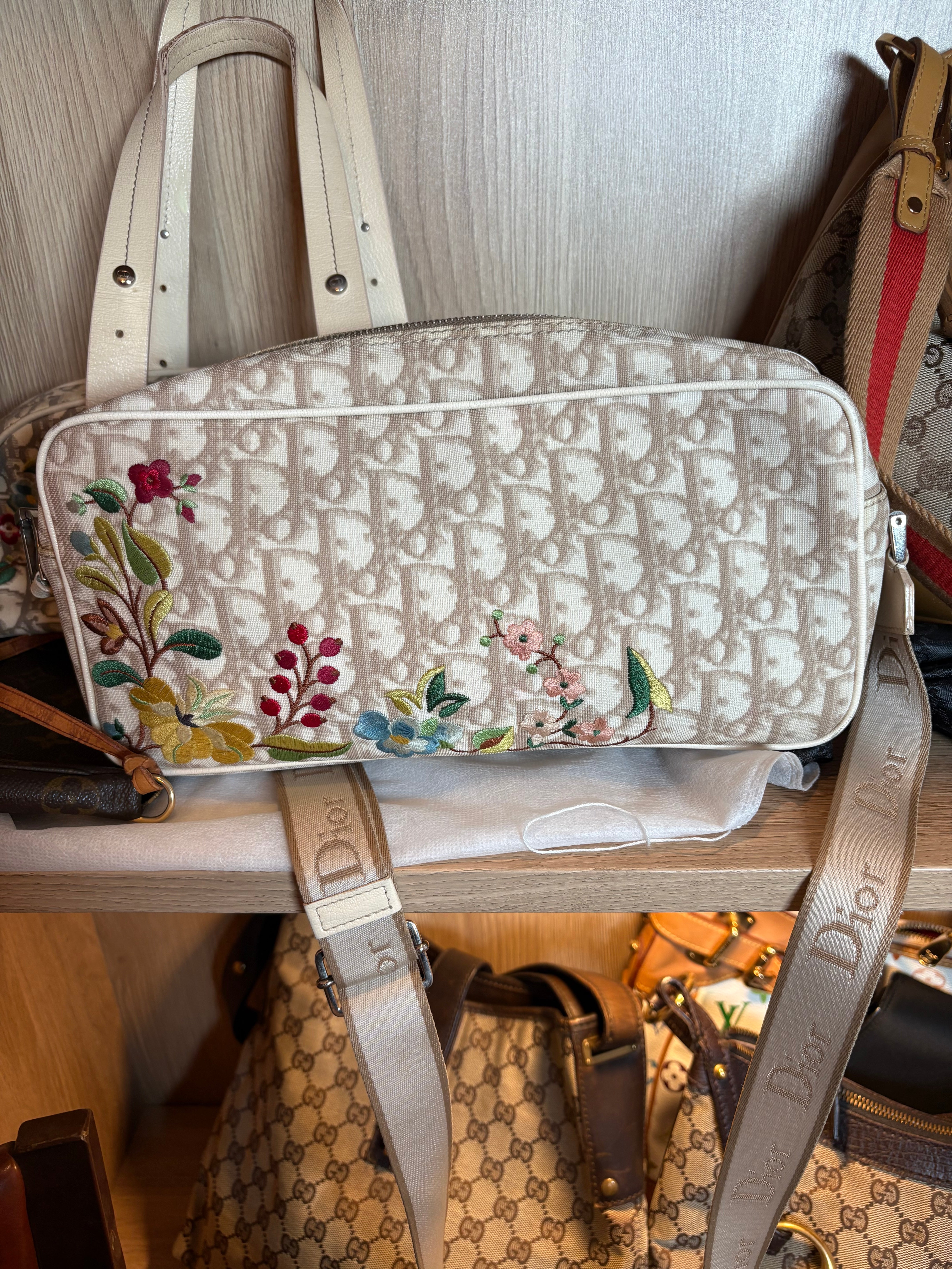 Christian Dior Trotter Beige Floral Embroidery