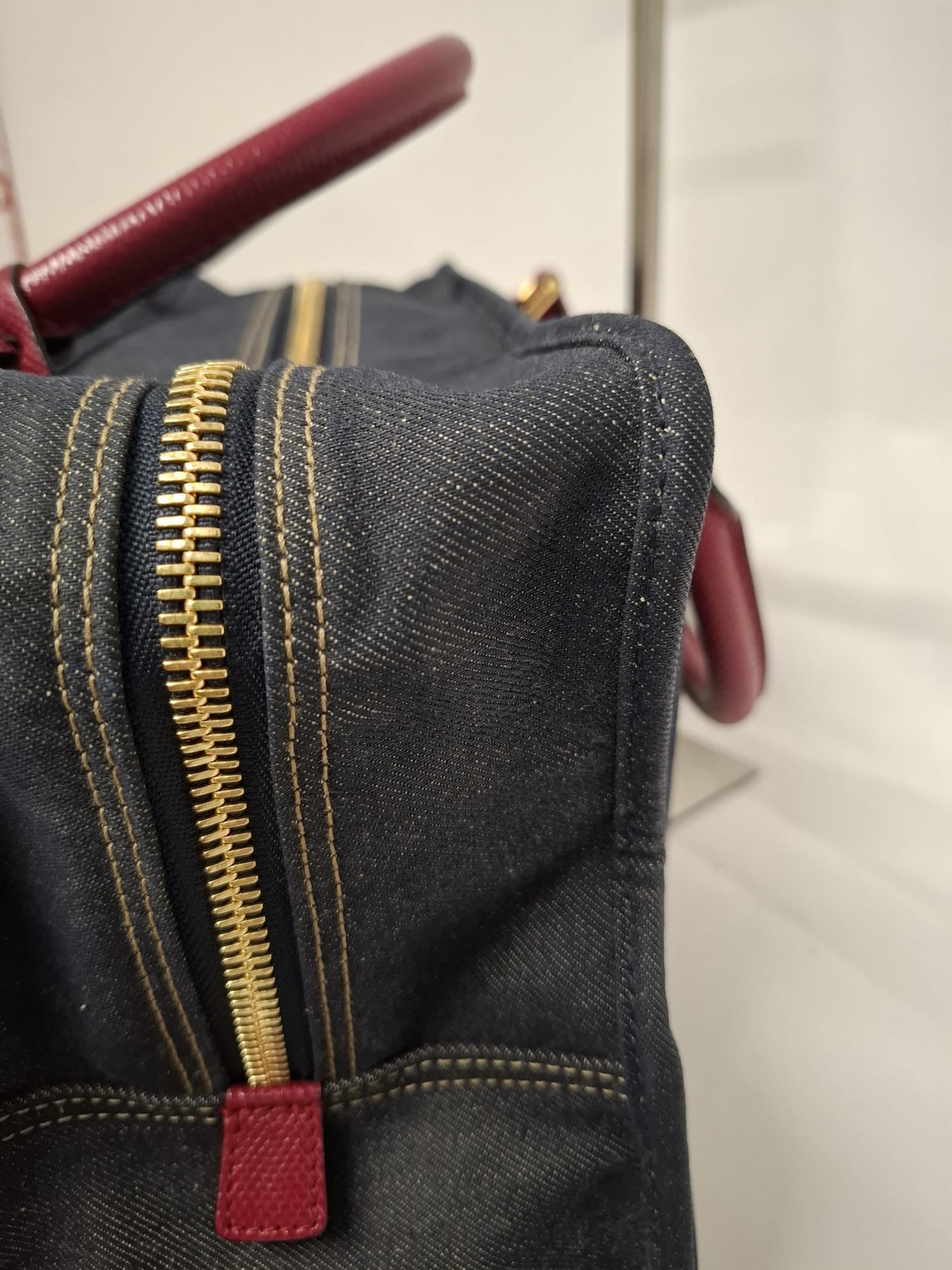 Loewe Amazona 36 Denim y Piel Rosa Efecto Lagarto