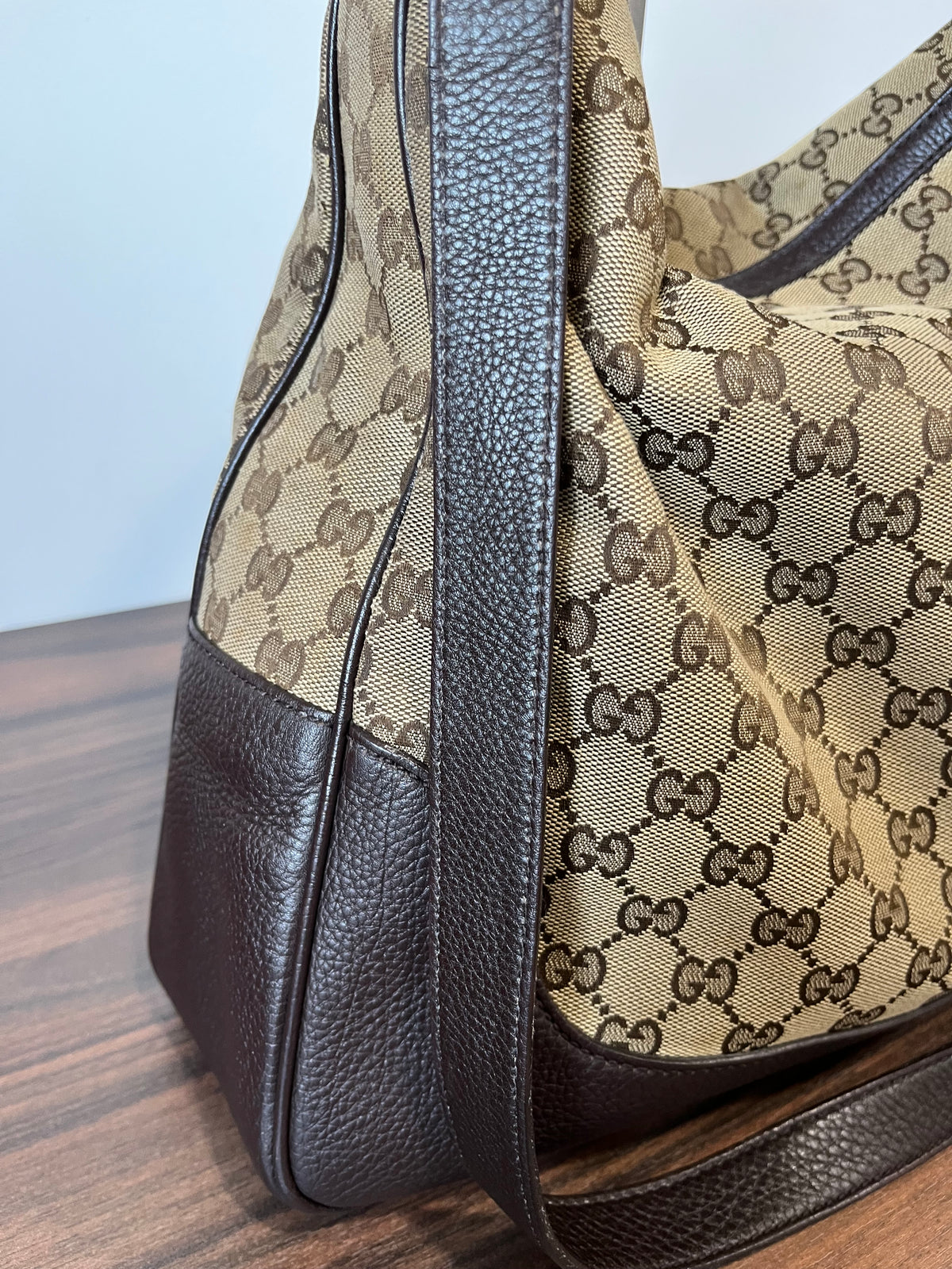 Gucci hobo Bamboo Lona GG Beige con Bandolera