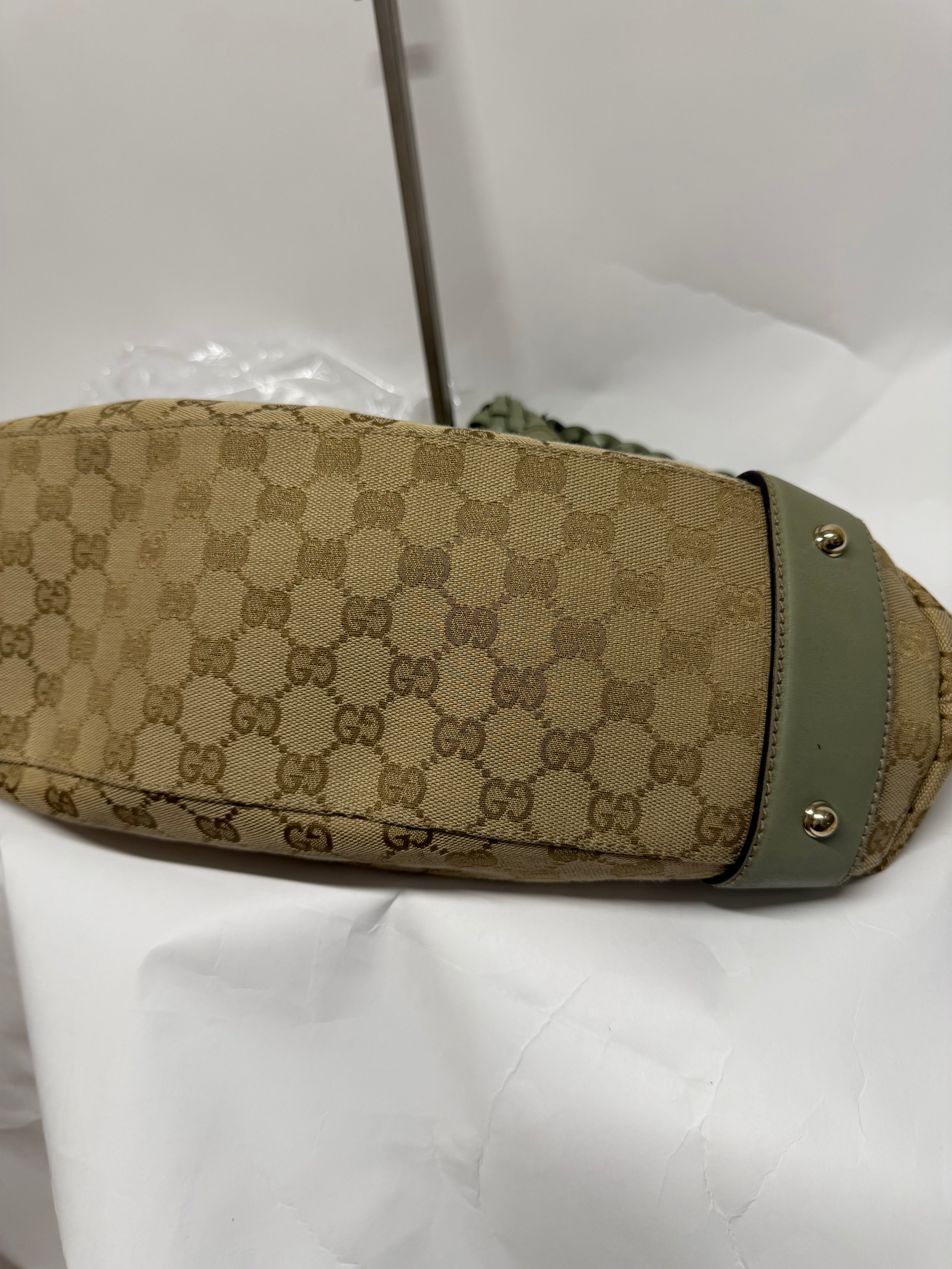 Gucci Pelham Horsebit GG Canvas Beige y Verde