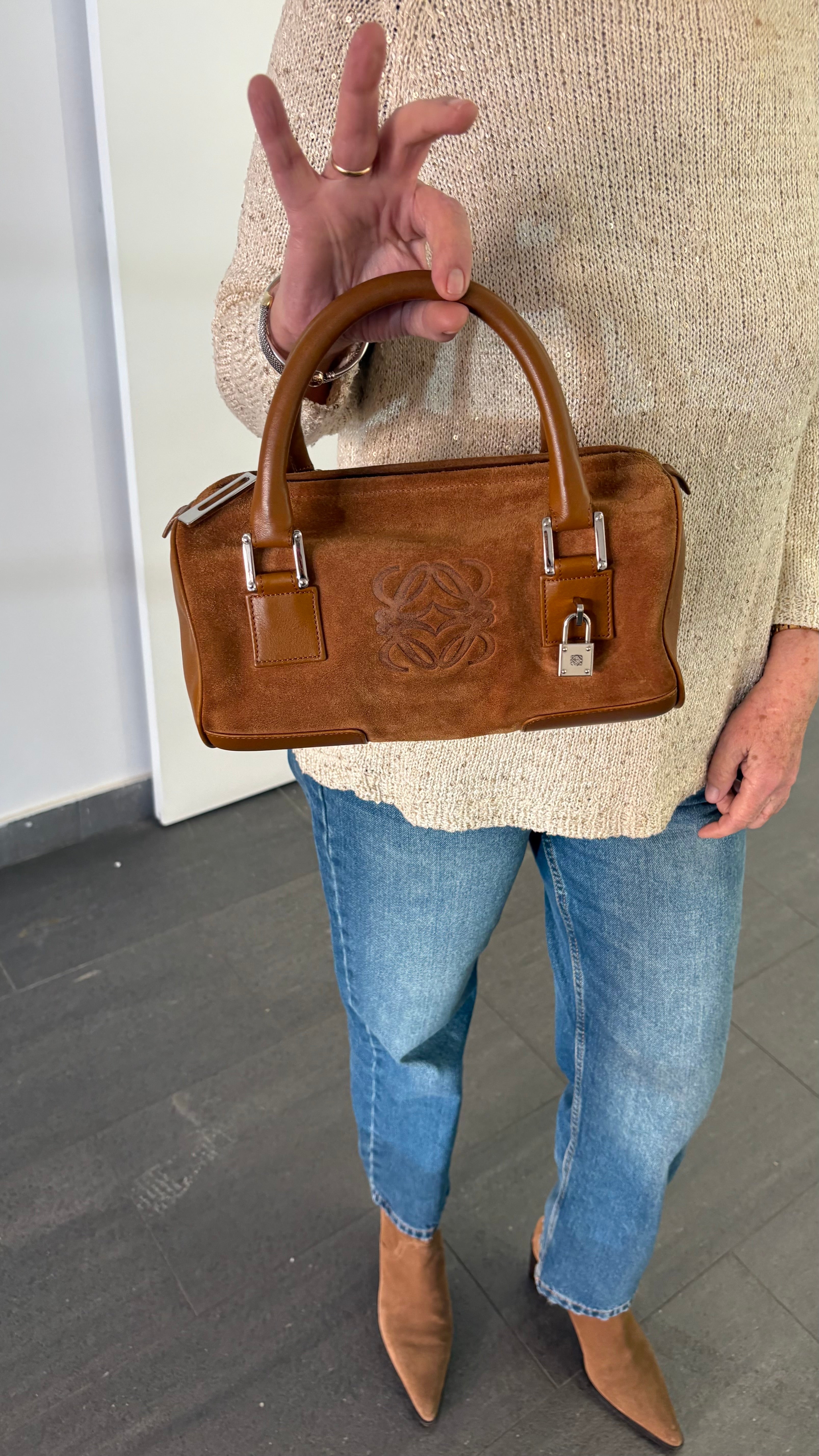 Bolso Brida Amazona en ante camel con accesorios completos