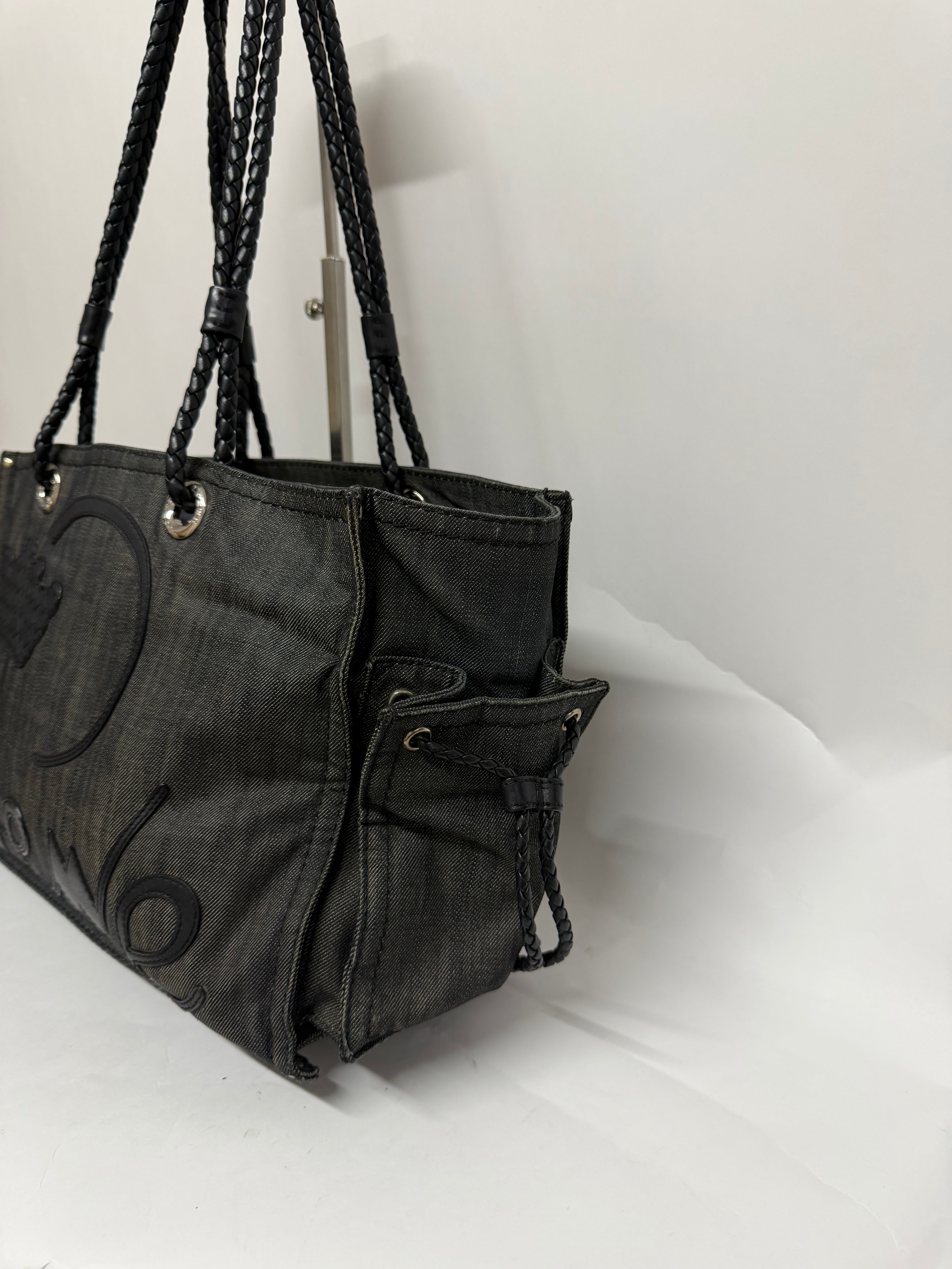 Loewe Tote Denim Oscuro Logo y Corona