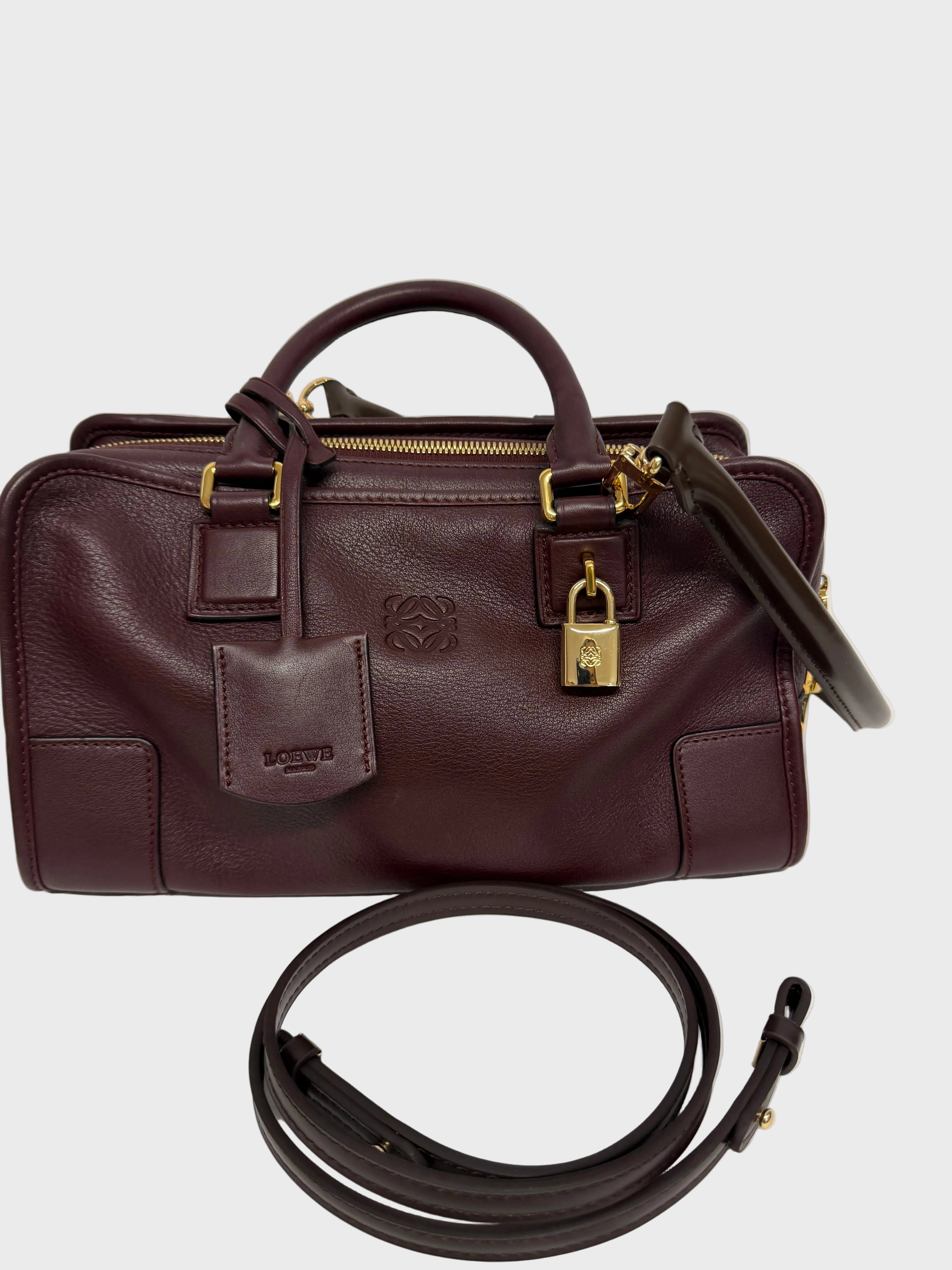 Loewe amazona burdeos oscuro 28 con 2 bandoleras