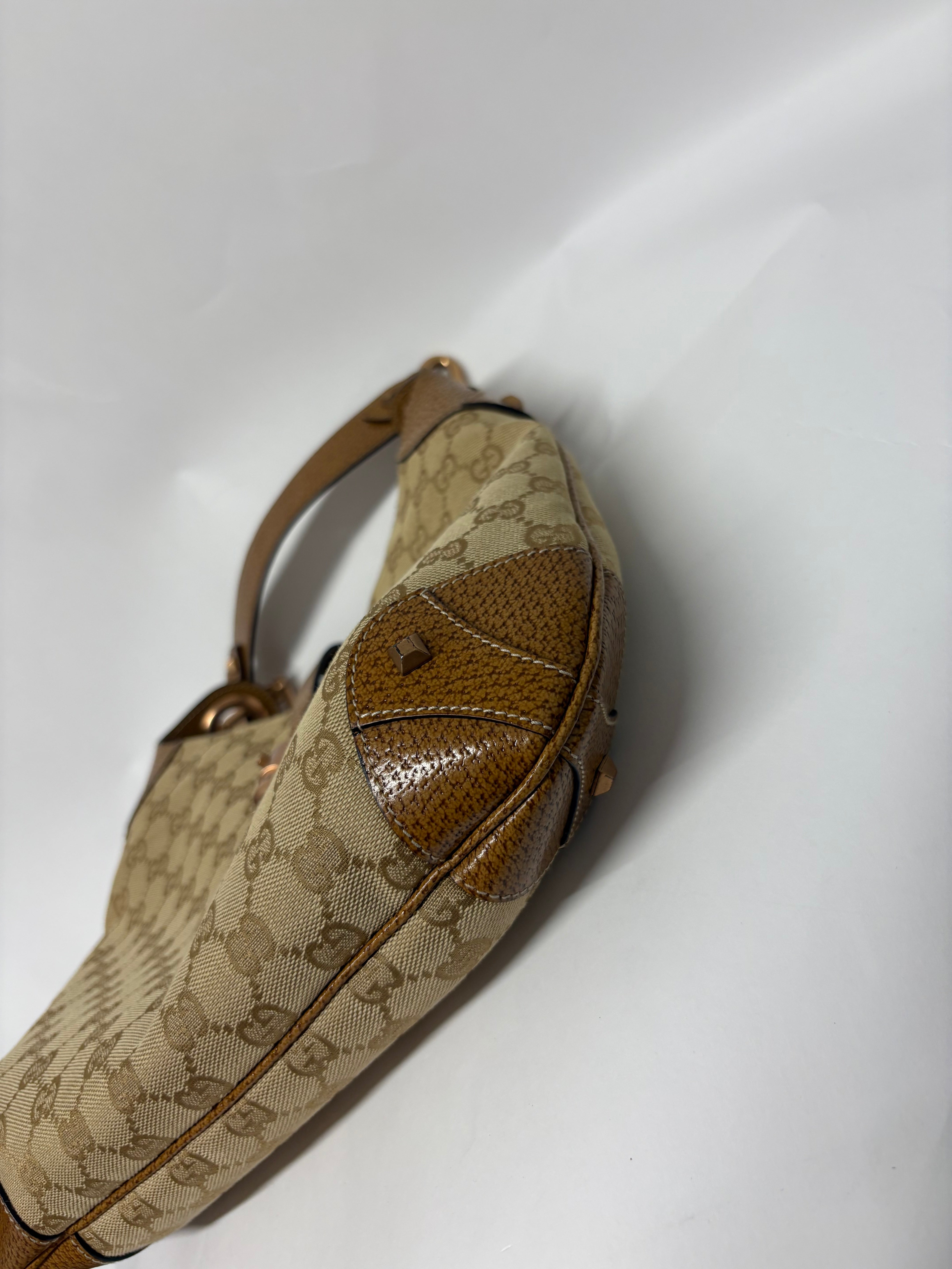 Gucci jackie gg canvas gold rosado y marron