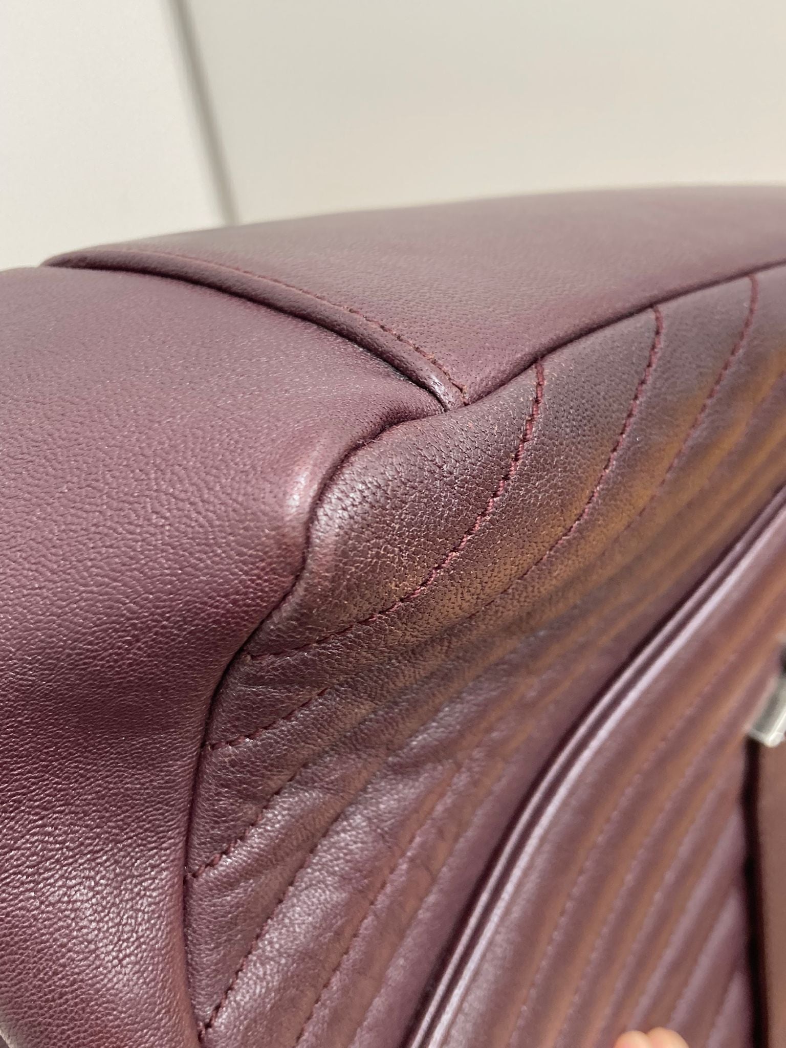 Saint Laurent College Large 2WAY Bag Bordeaux Chevron Leather