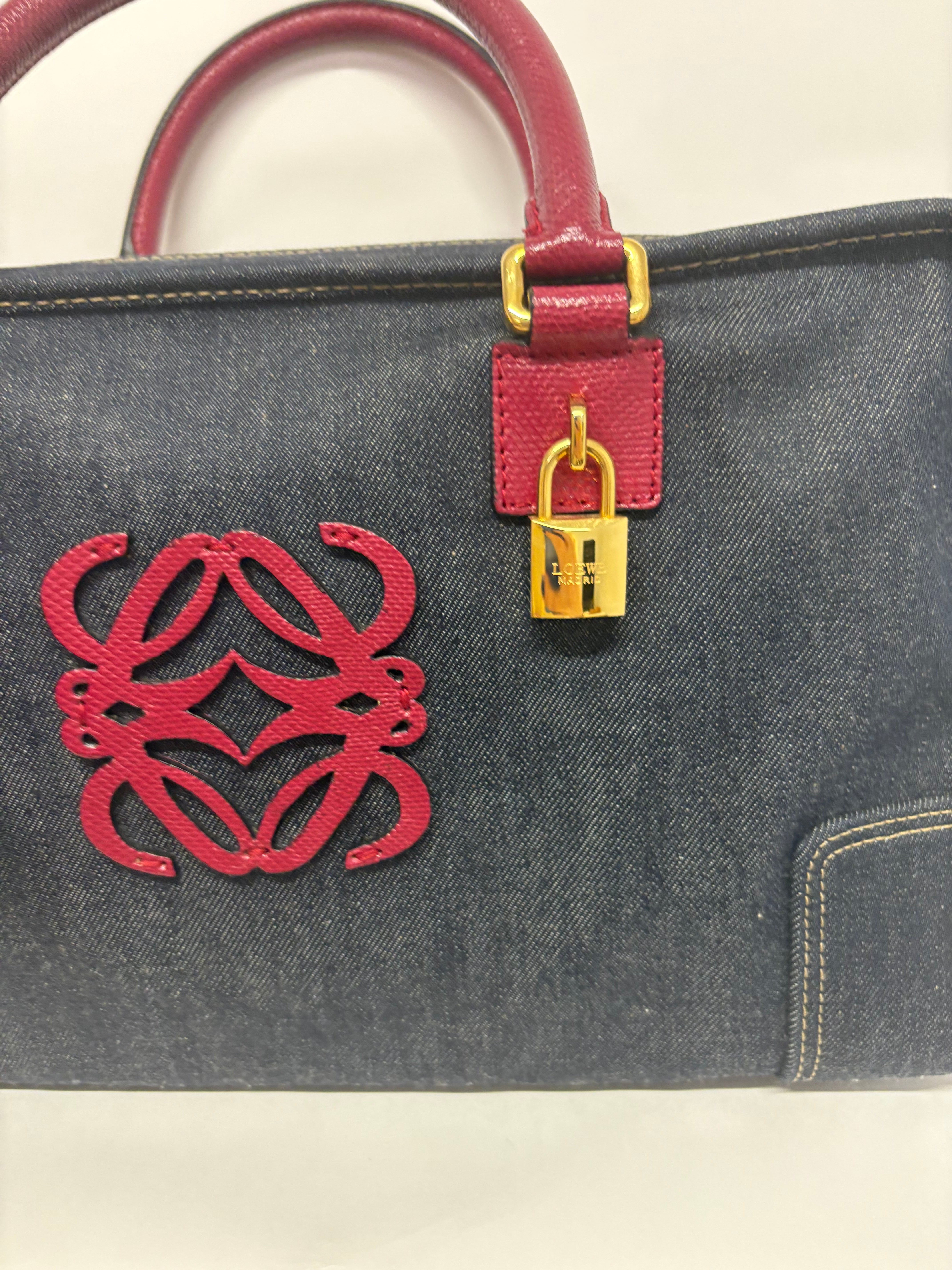 Loewe amazona 35 denim azul y rosa