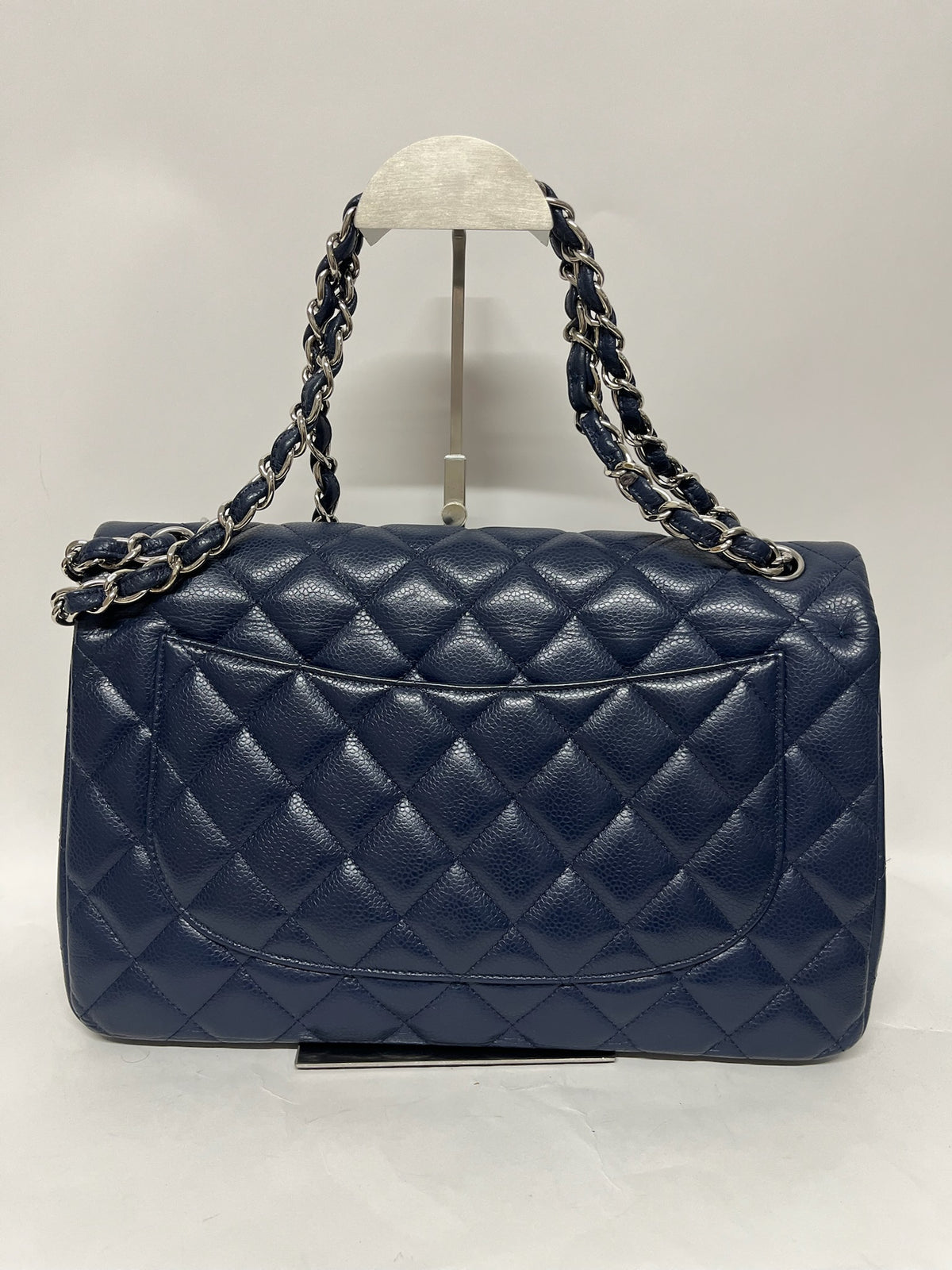 Chanel Classic Double Flap Jumbo Caviar Azul - serie 15
