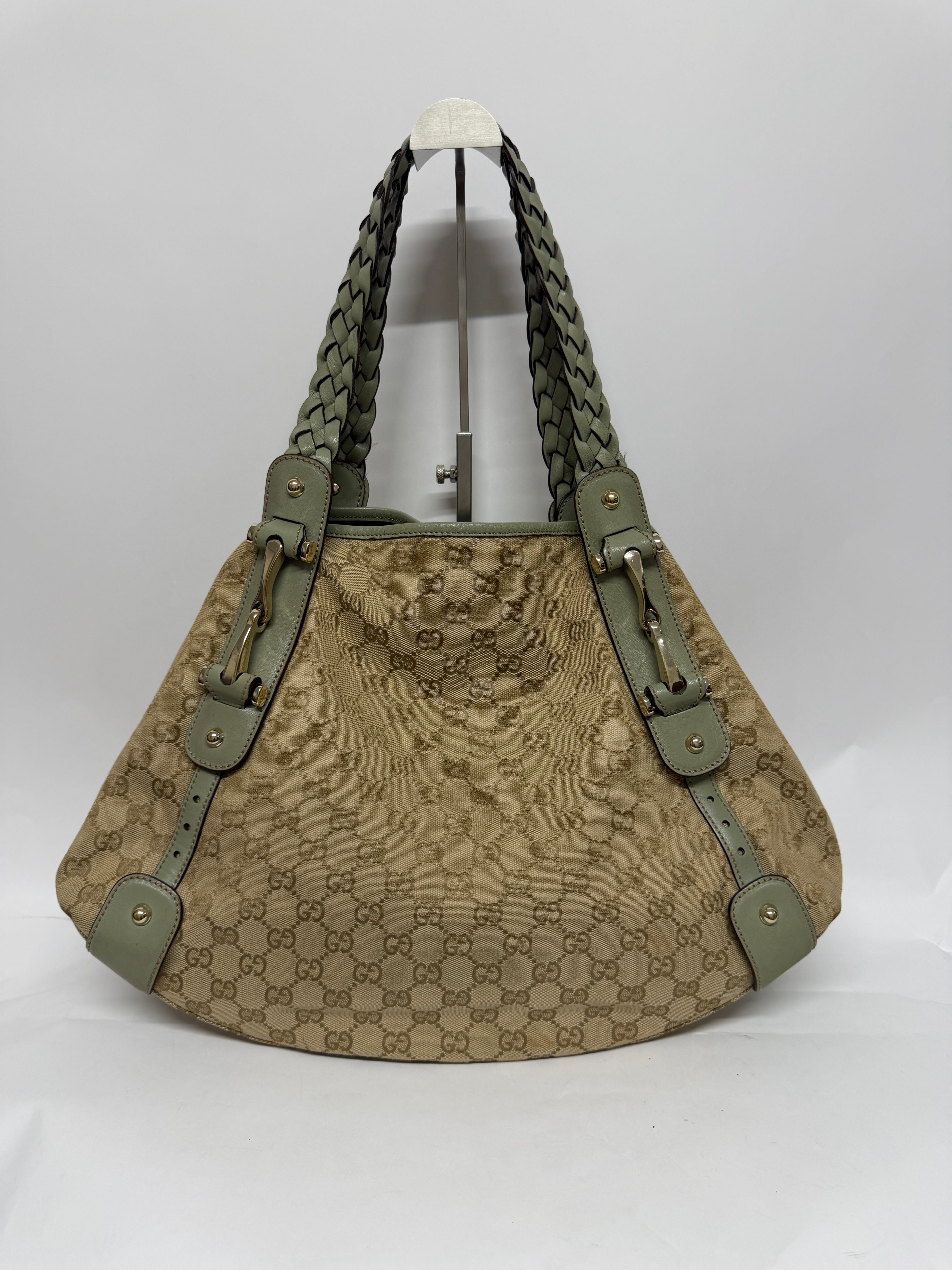 Gucci Pelham Horsebit GG Canvas Beige y Verde