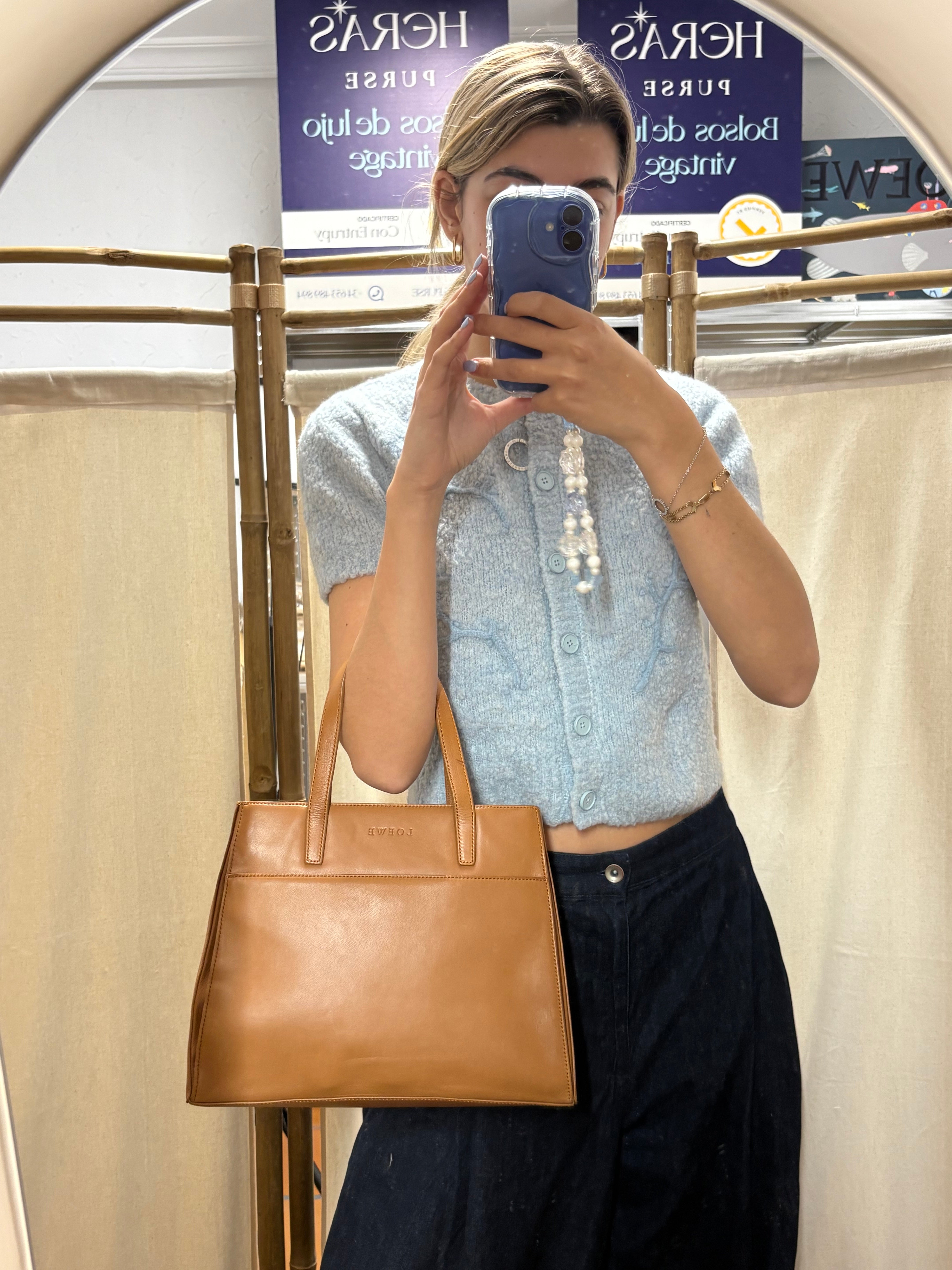 Loewe Vintage Piel Tafilete Camel 2-Way Original con bandolera