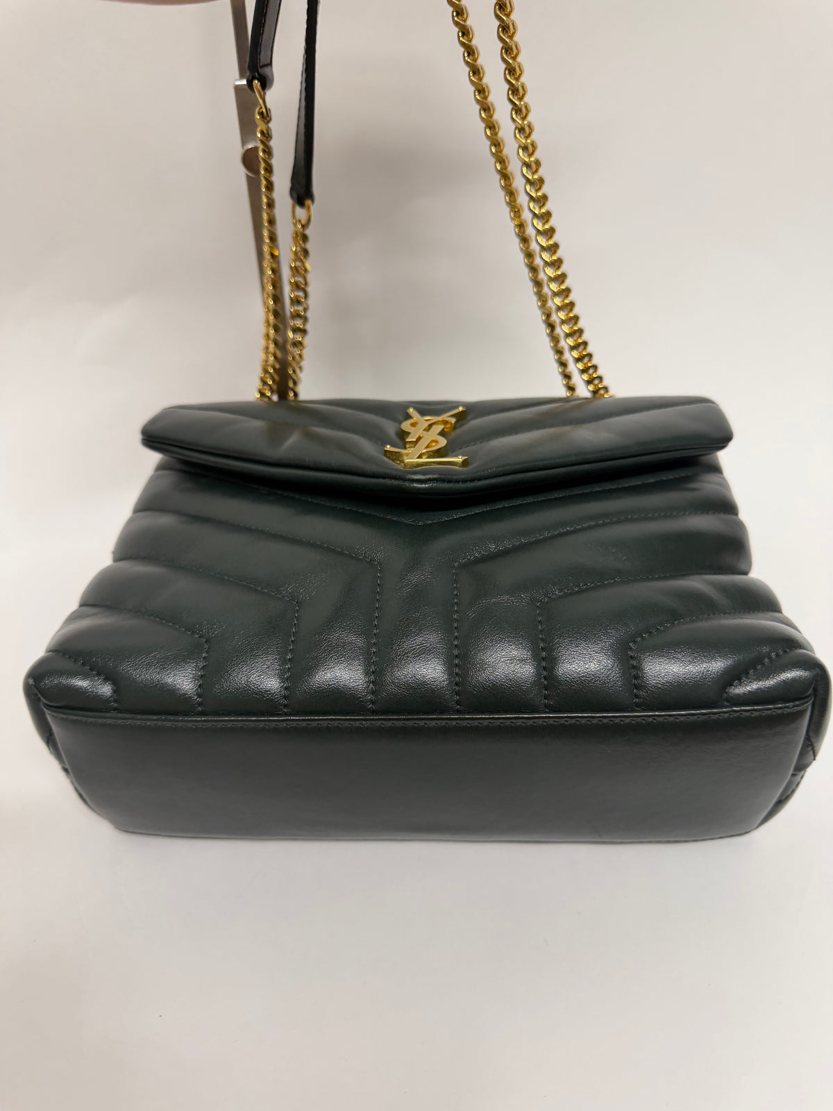 Saint Laurent LouLou Small Piel de Becerro Matelassé Verde Oscuro Full Set