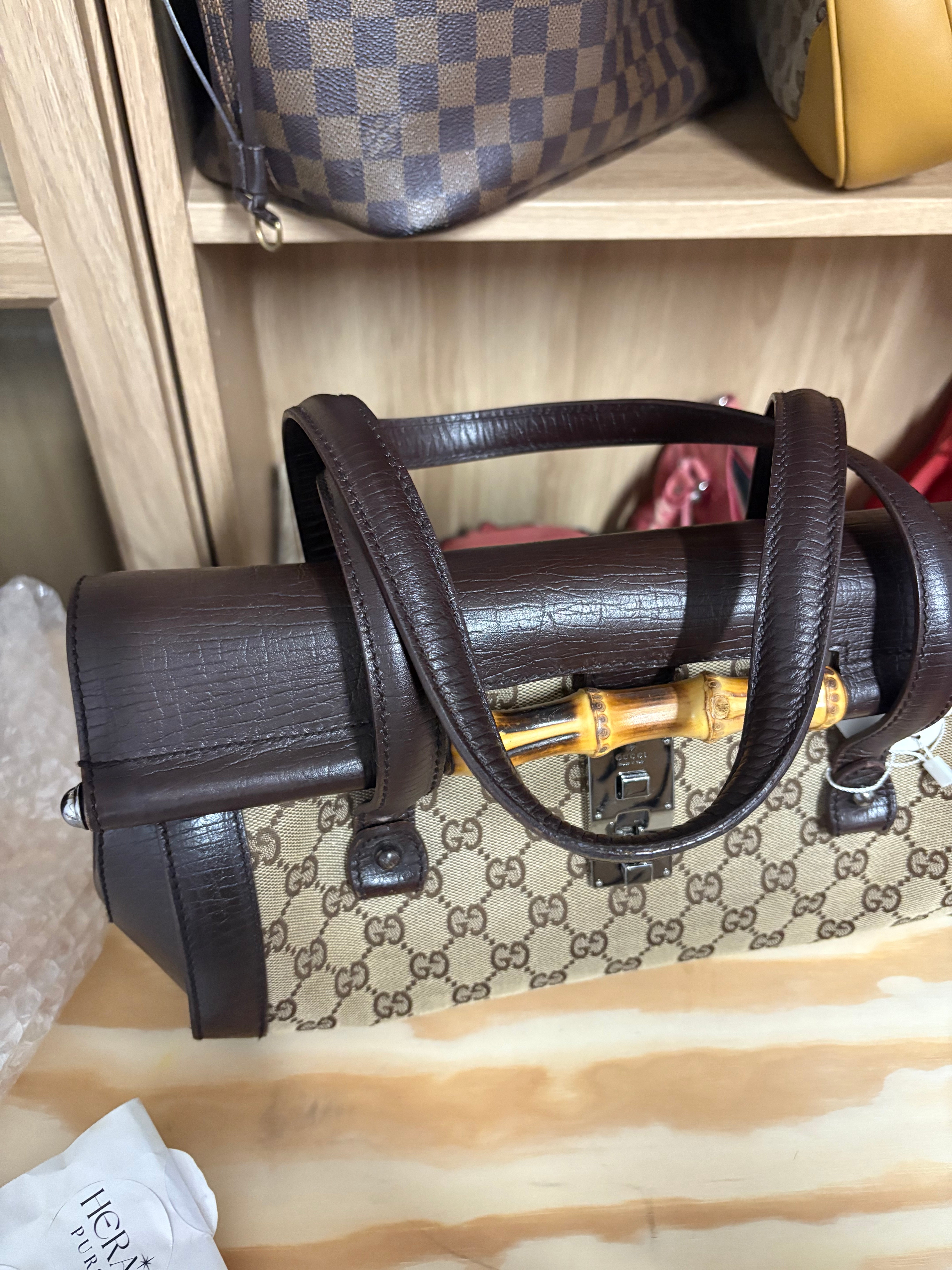 Gucci GG Canvas Bamboo Handbag