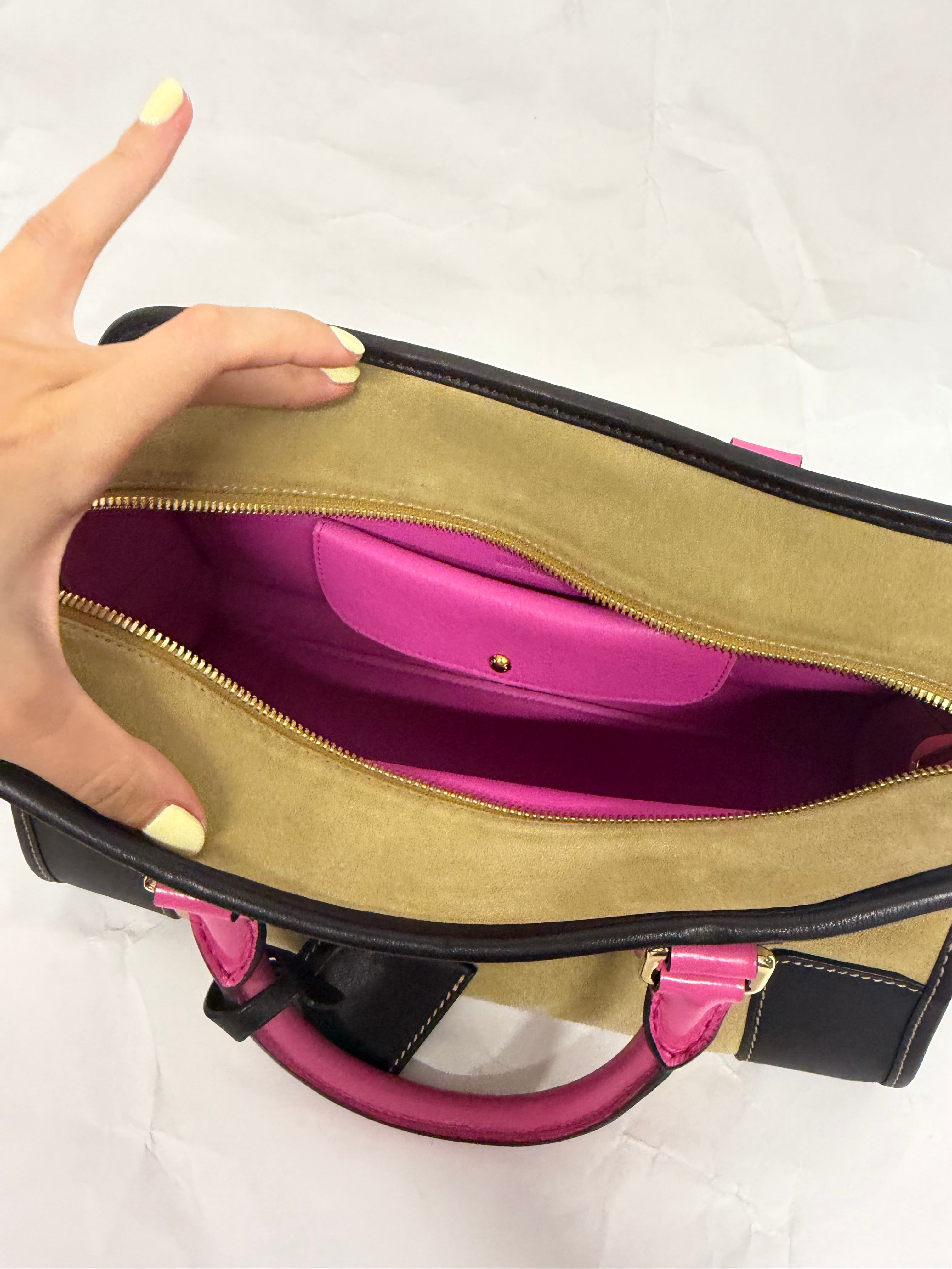 Loewe Amazona 28 Ante Oro Rosa Edición Especial asas rosas