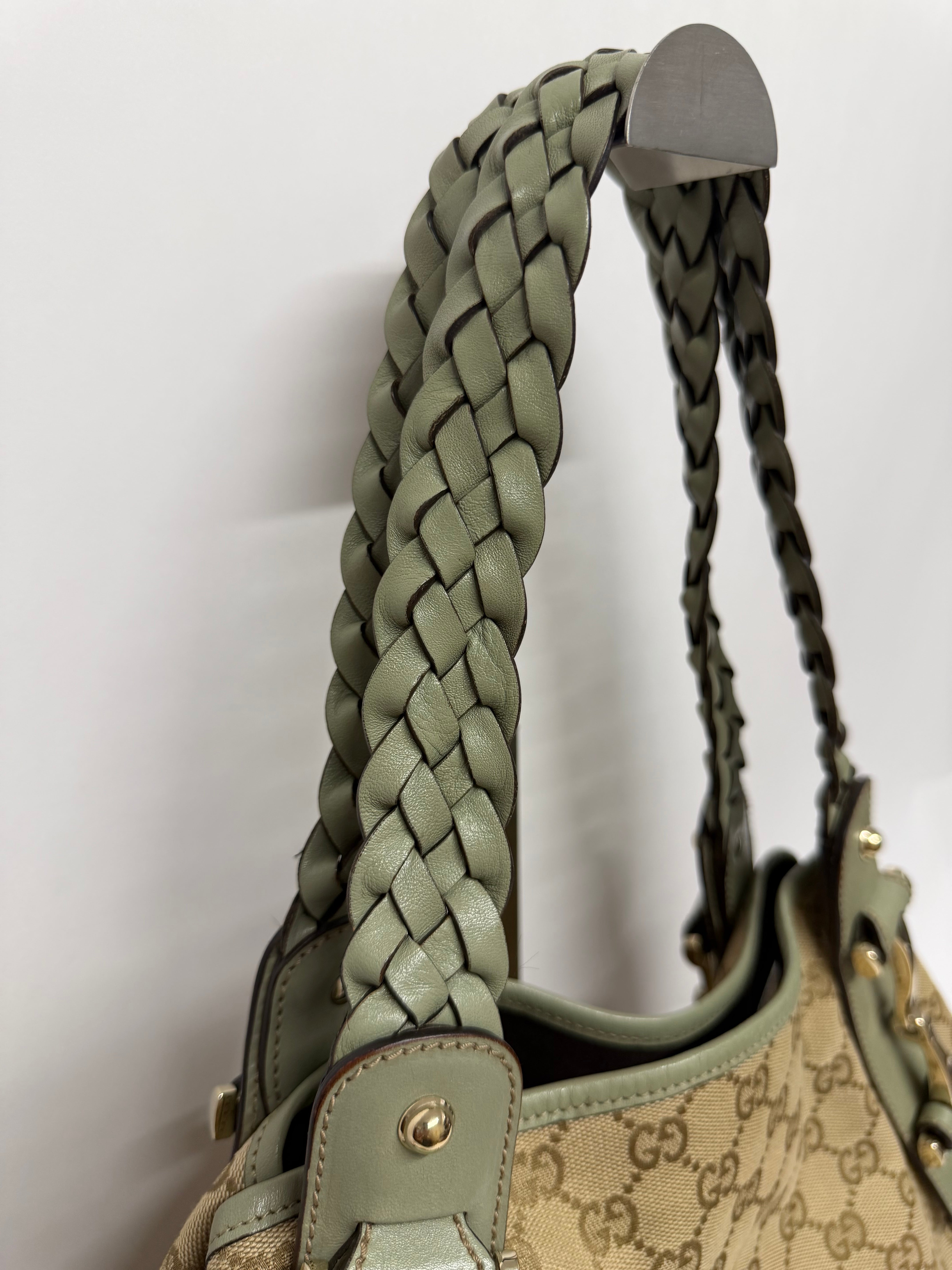 Gucci Pelham Horsebit GG Canvas Beige y Verde