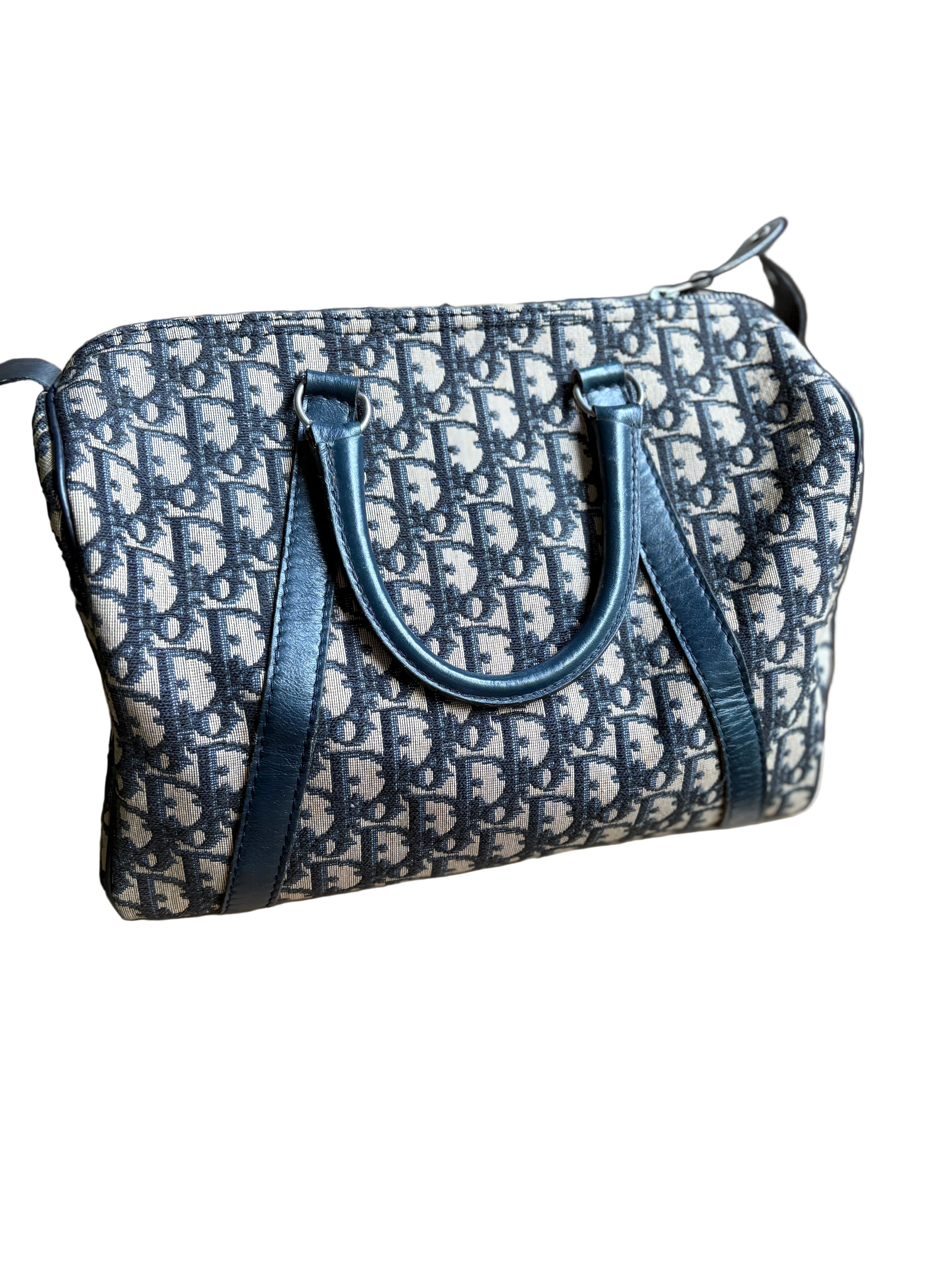 Bolso Dior Trotter Boston monograma Oblique azul marino – Talla 30