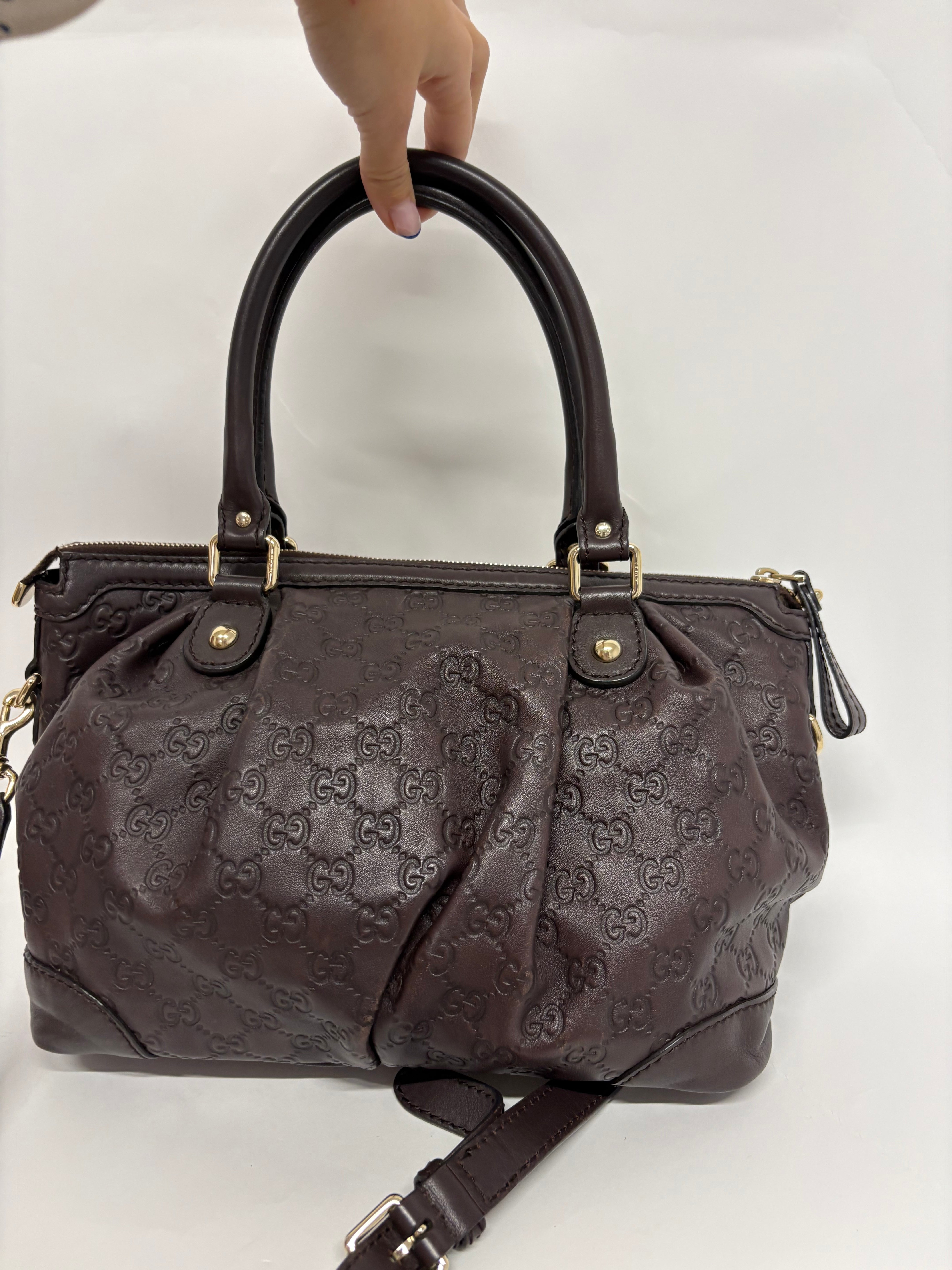 Gucci GG Guccissima suckey – Piel marrón chocolate Y bandolera