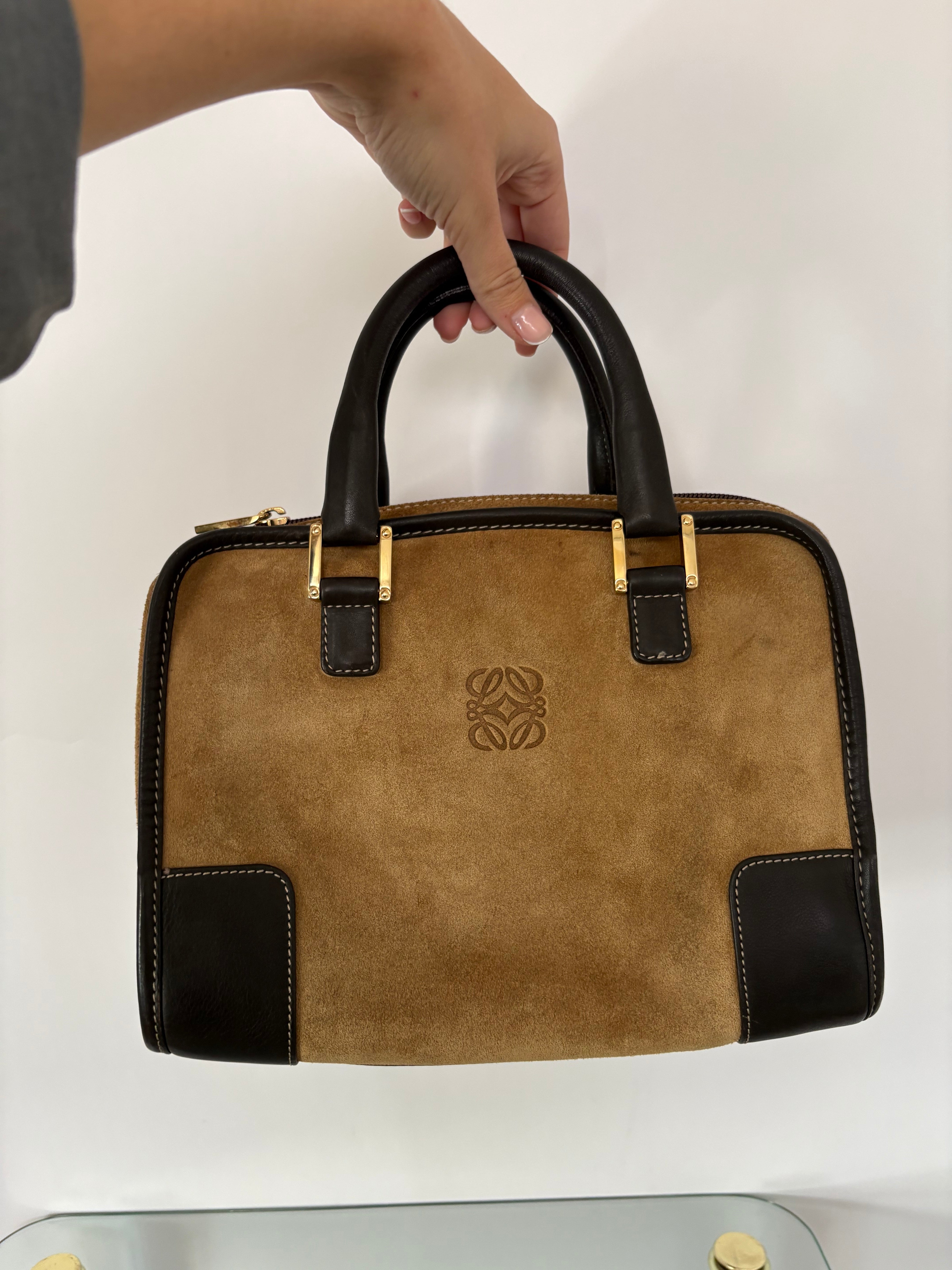 Loewe amazona 28 camel y marrón oscuro vintage