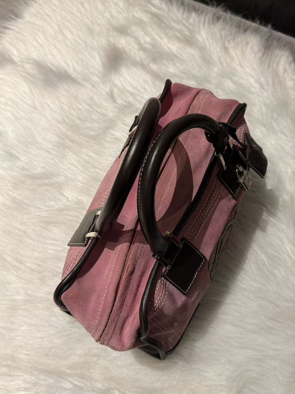 Loewe Amazona 28 Edición Especial Ante Rosa y Piel Marrón