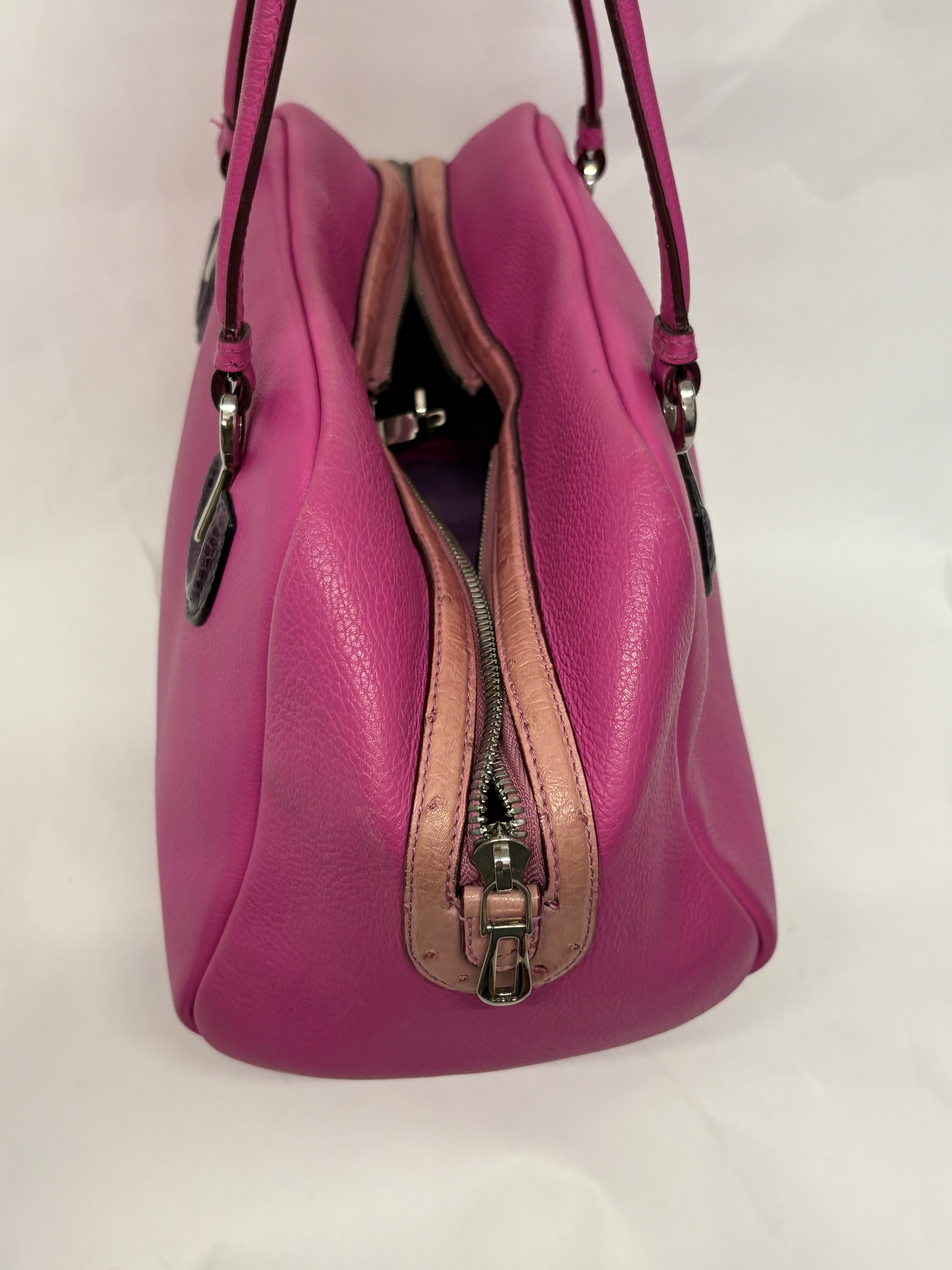 Loewe Bolso Vintage Fucsia Piel con Detalles Exóticos