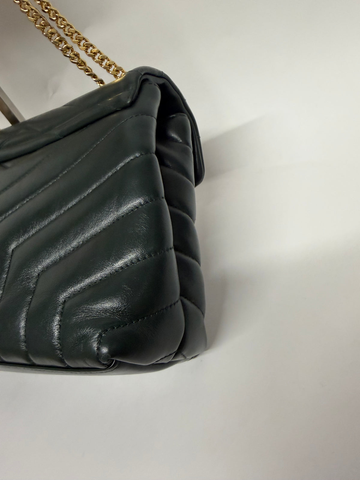 Saint Laurent LouLou Small Piel de Becerro Matelassé Verde Oscuro Full Set