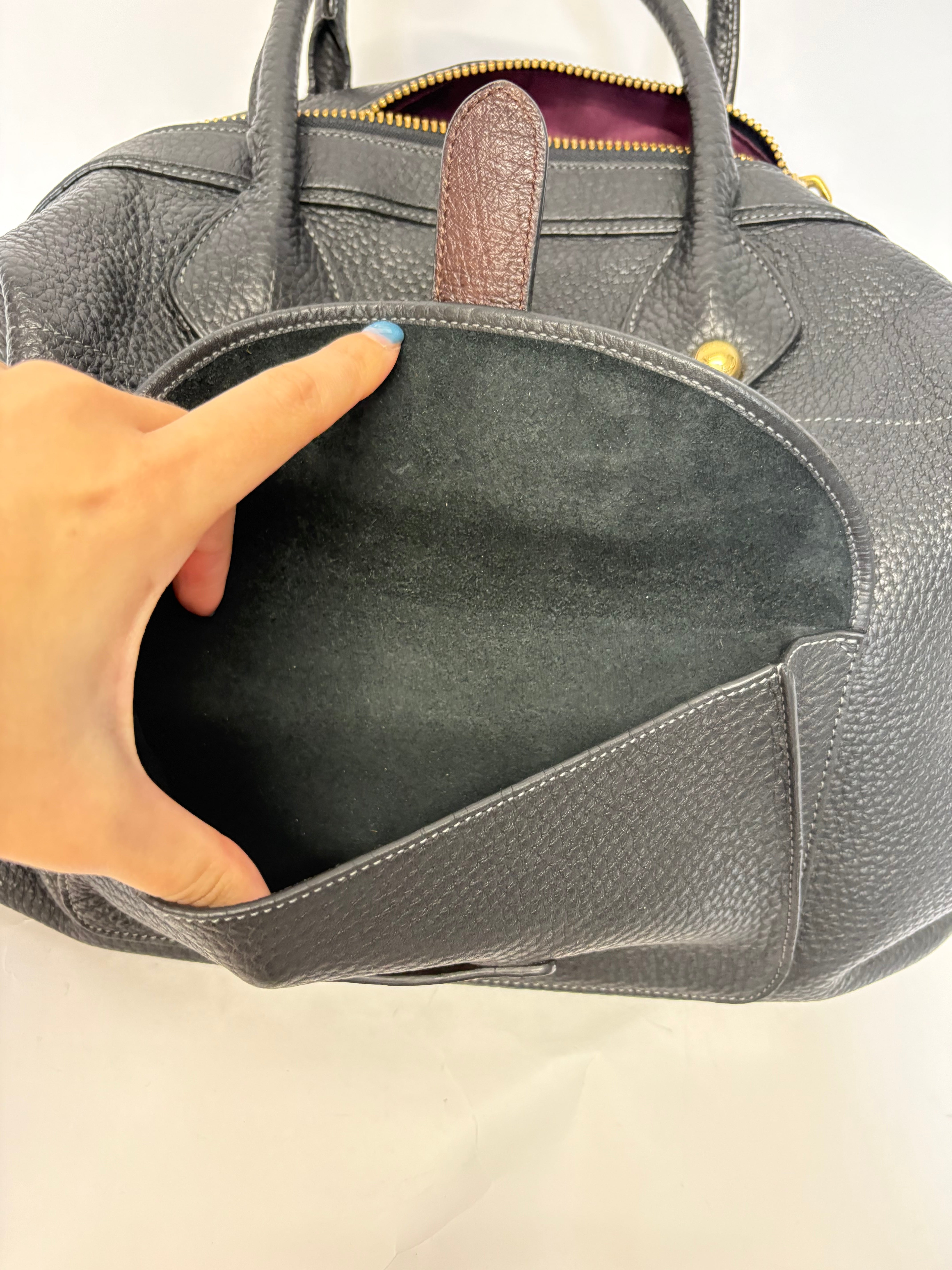 LOEWE Boston Bag Ostrich Pocket Edition Medium Black