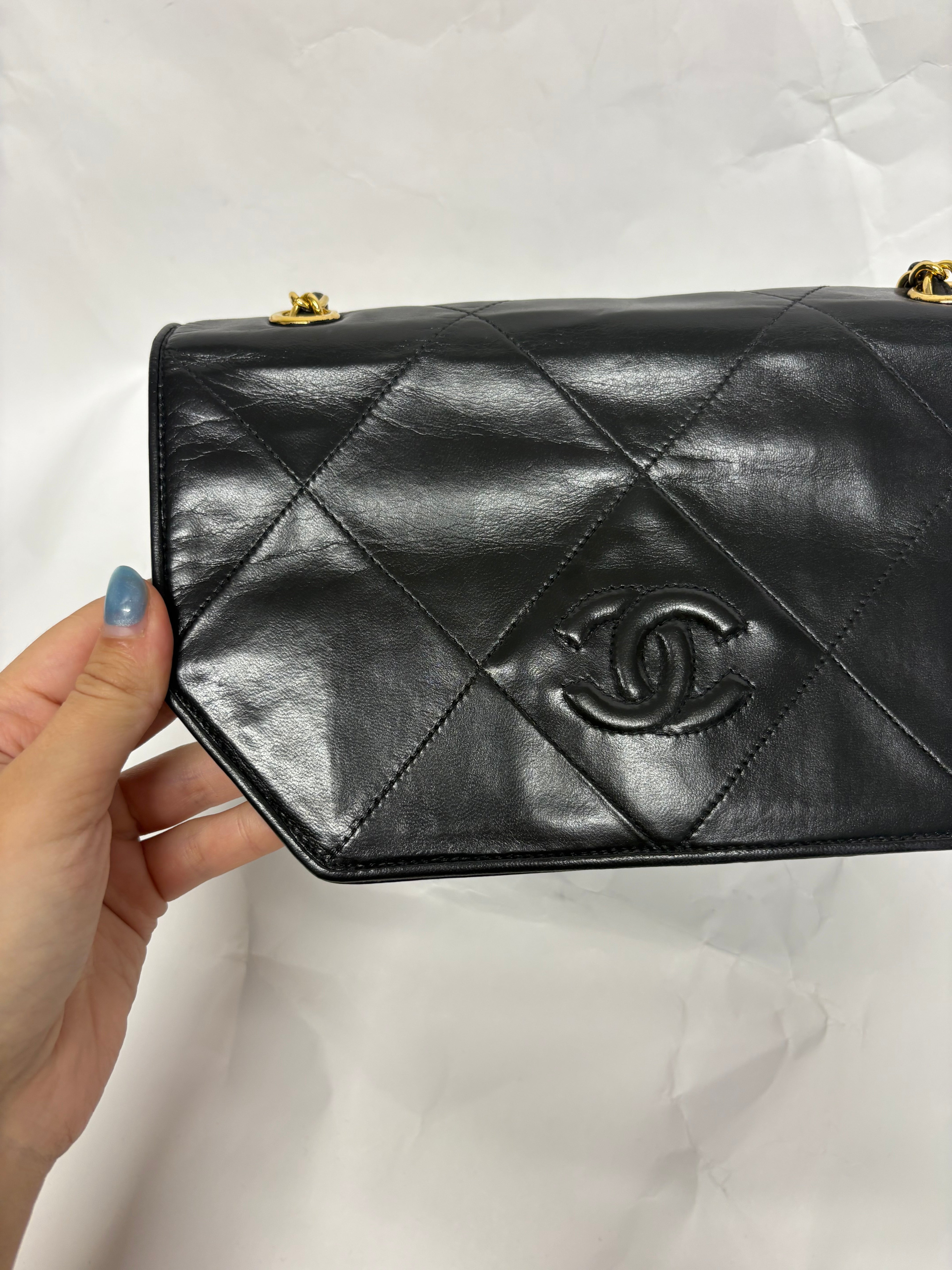 Single Flap Vintage negra cadena