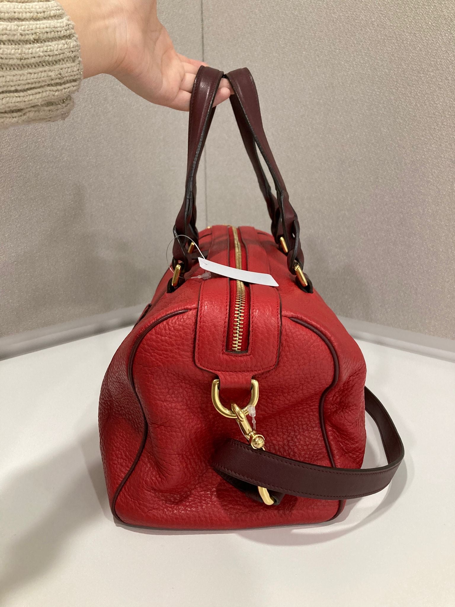 Loewe amazona 35 vintage bandolera roja y burdeos