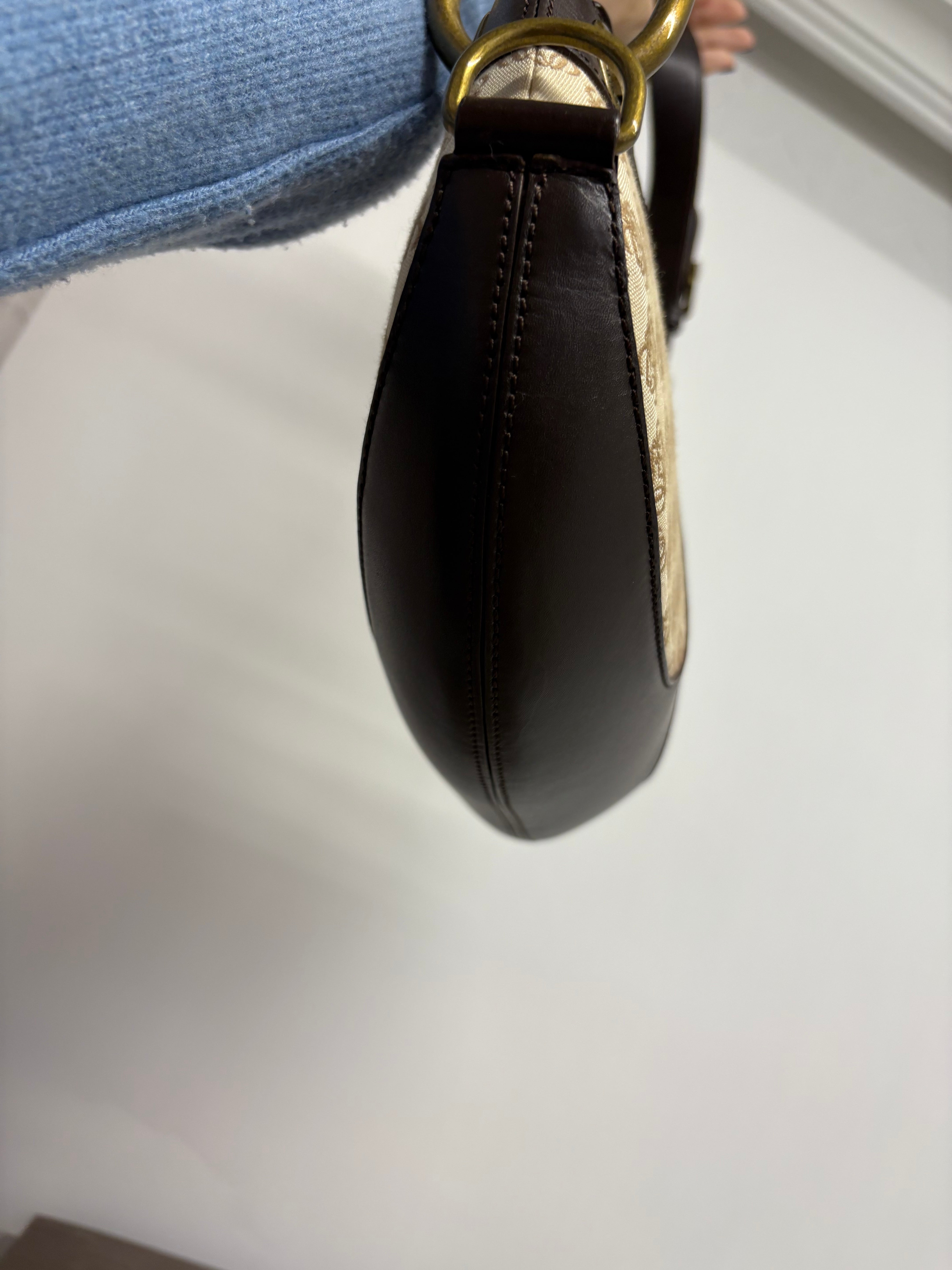 Loewe anagram lock shoulder bag canvas y piel marrón vintage