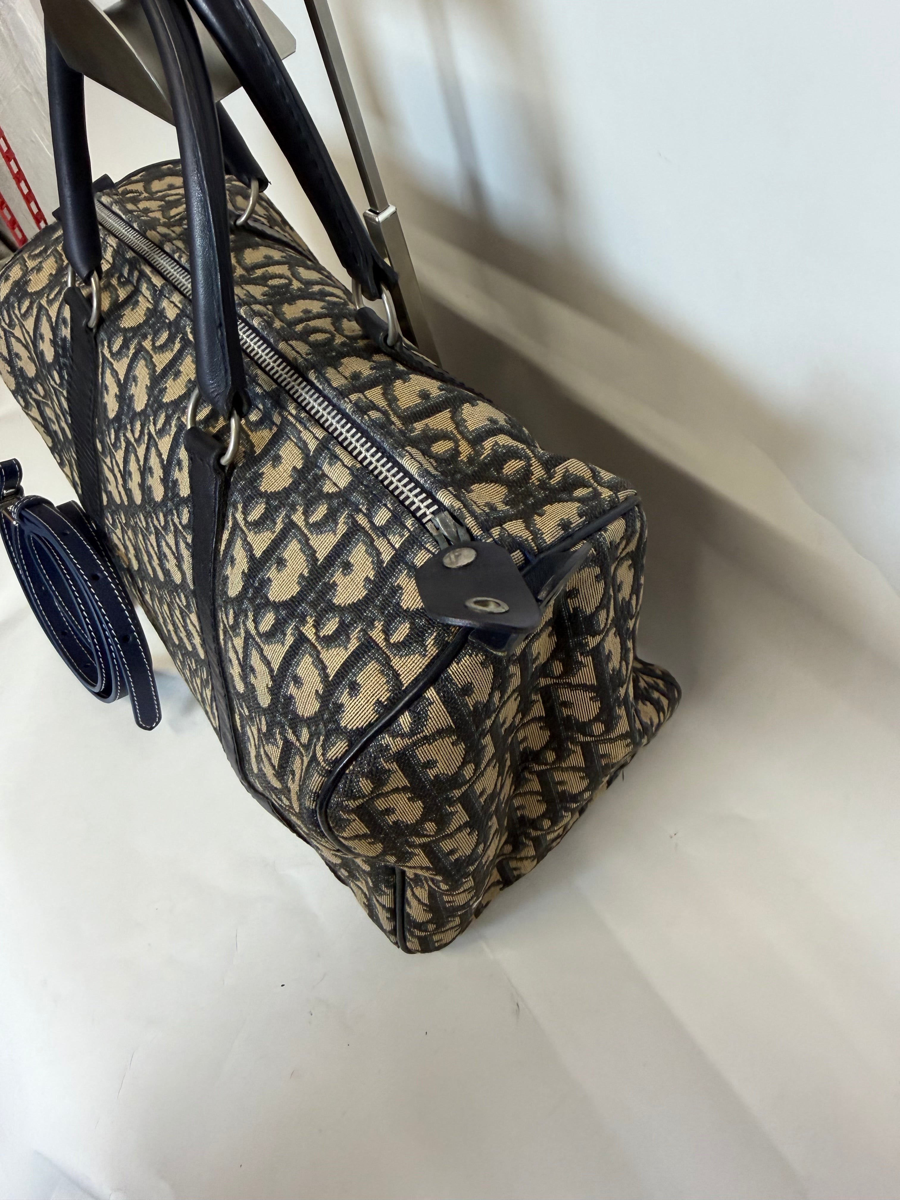 Dior Trotter Boston Lona y Piel Azul Marino