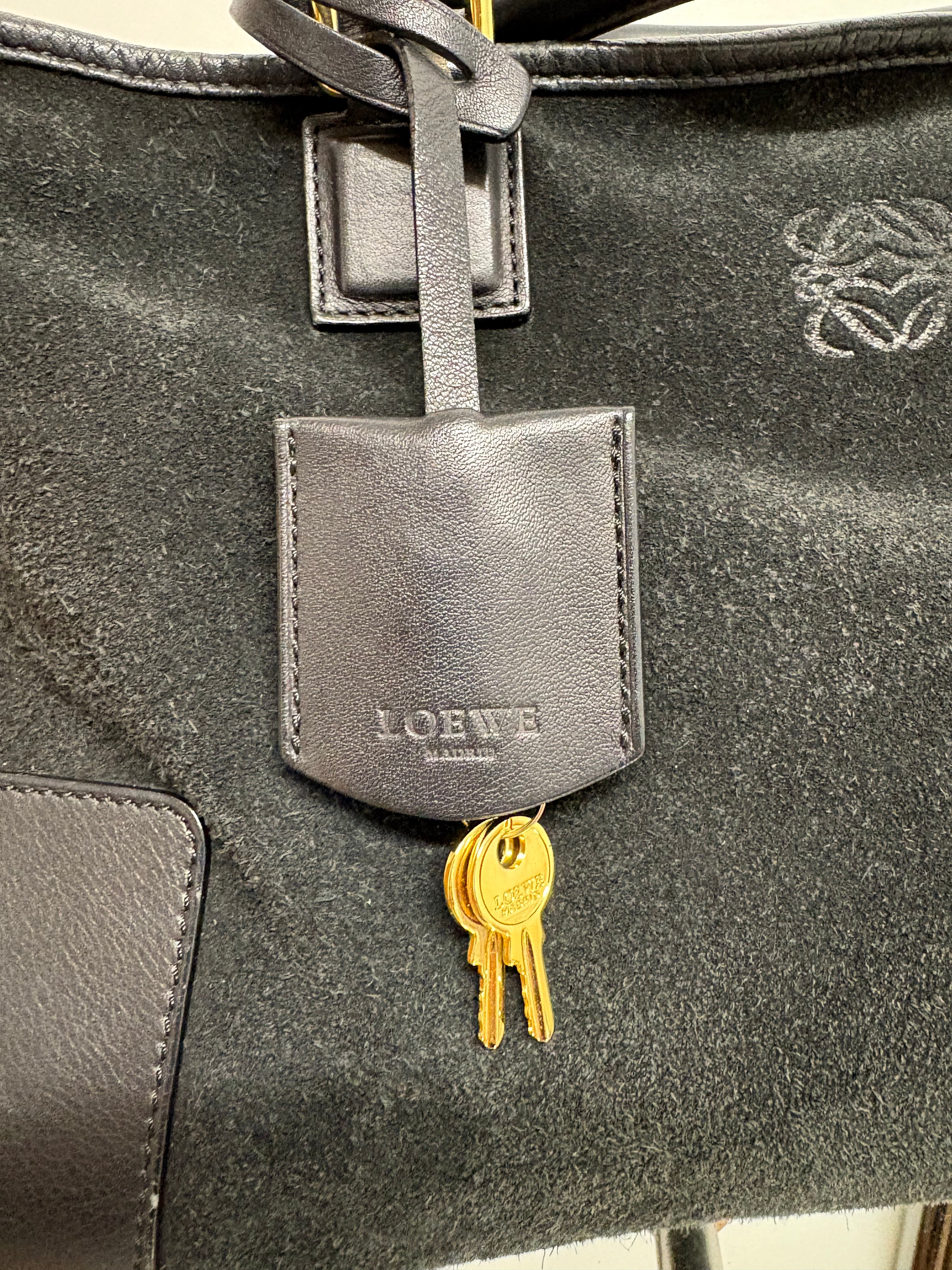 Loewe amazona 35 negro piel ante y piel lisa