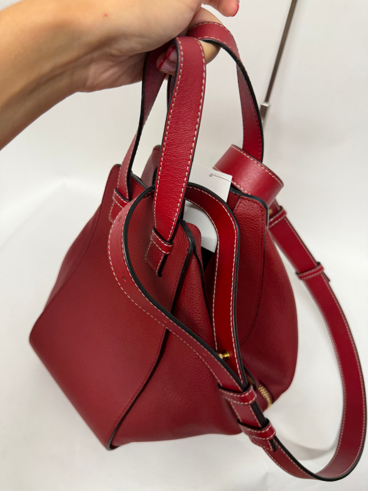 Loewe Hammock Pequeño Piel Granulada Rojo Burdeos