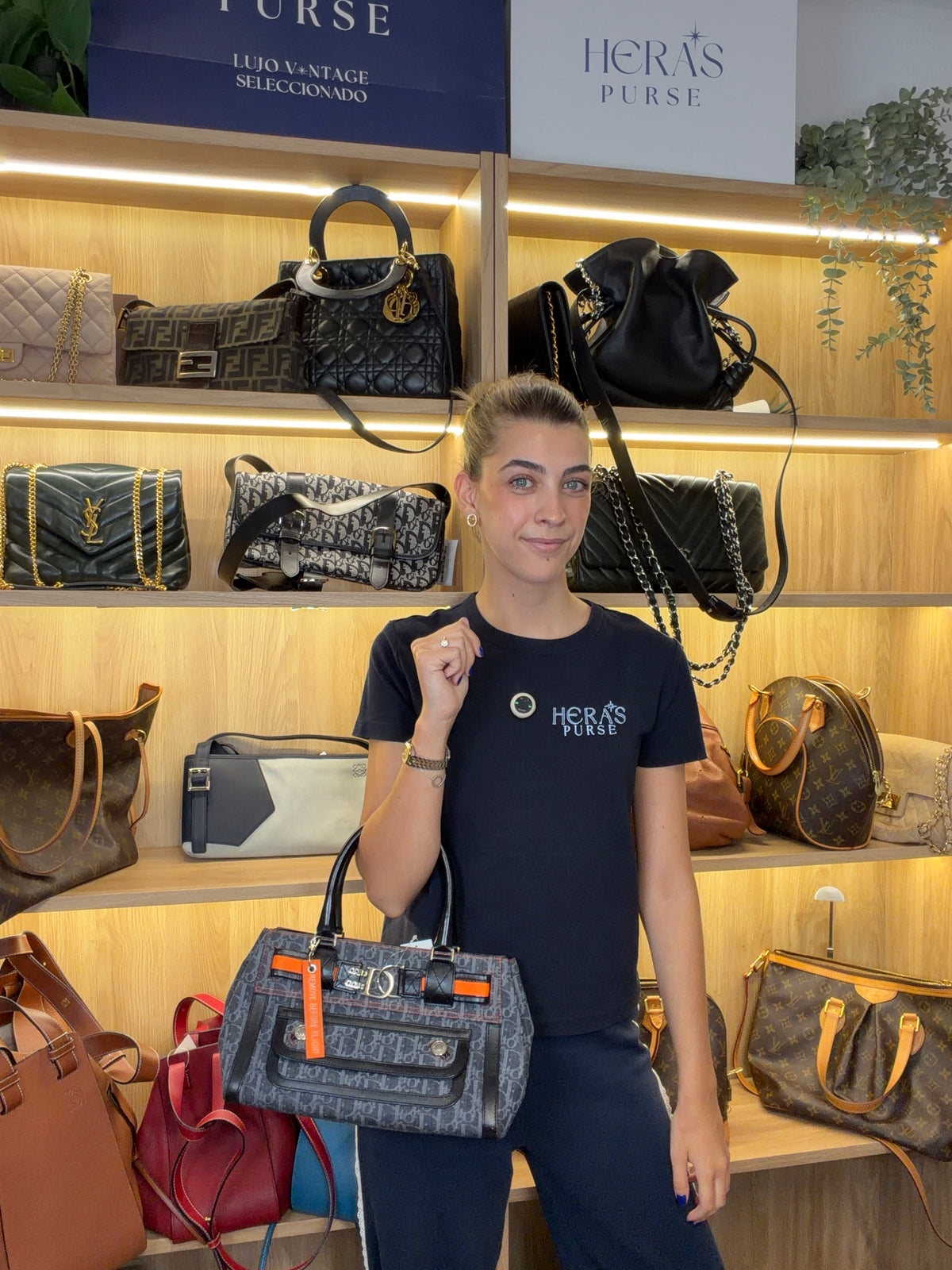 Christian Dior Flight Denim Diorissimo Gris Oscuro y Naranja