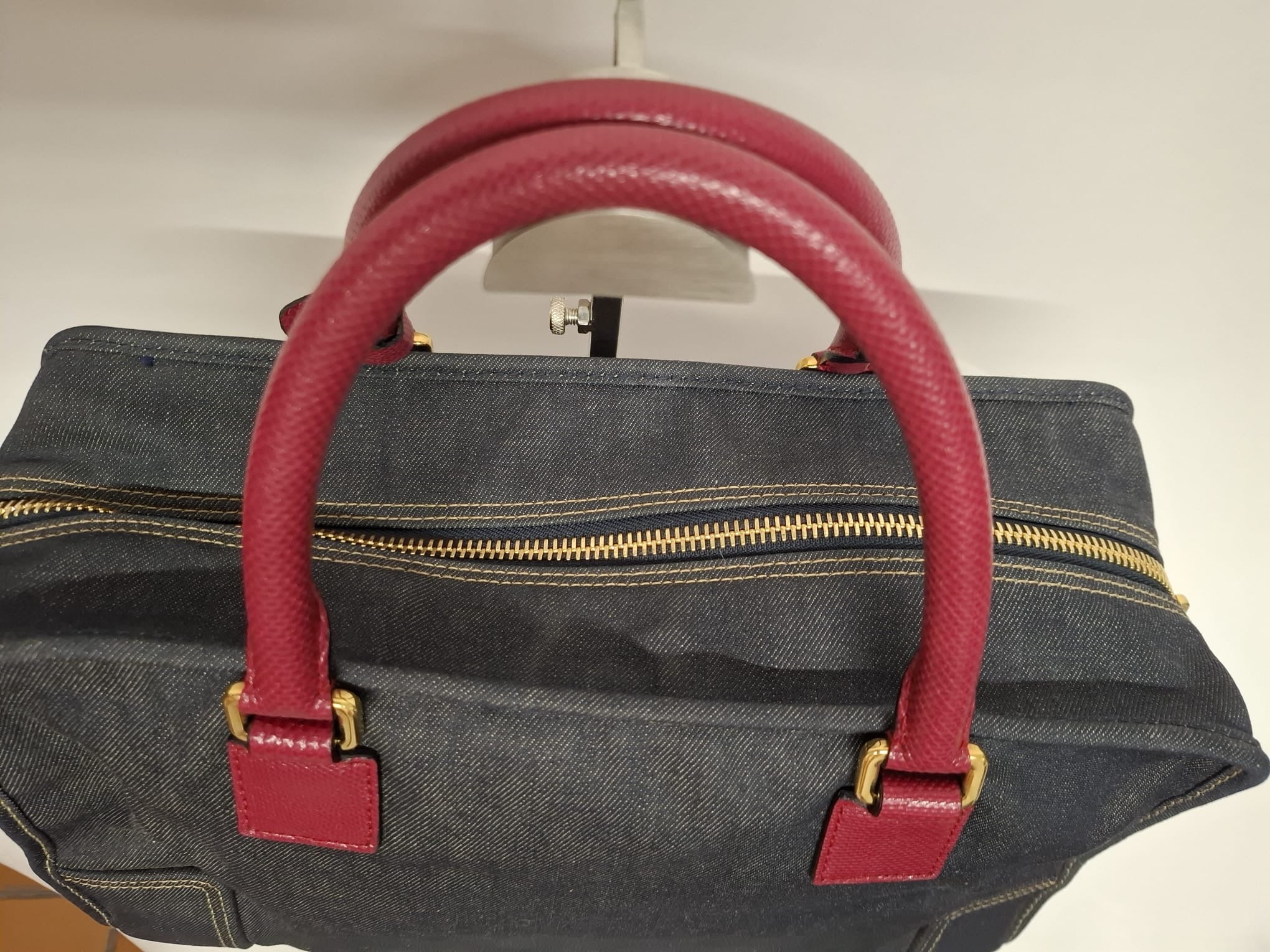 Loewe Amazona 36 Denim y Piel Rosa Efecto Lagarto