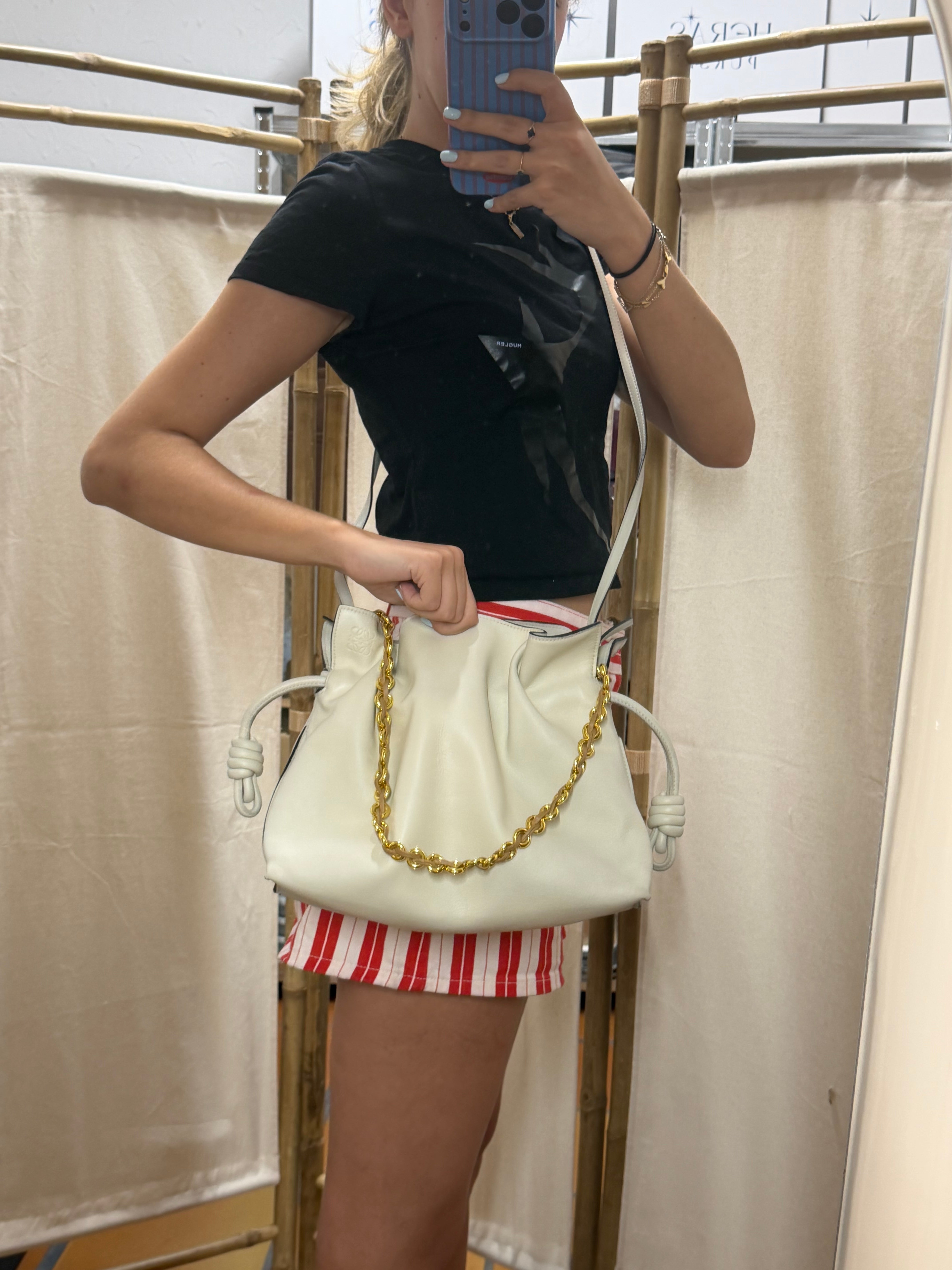 Loewe Flamenco Mediano Piel Blanco Roto