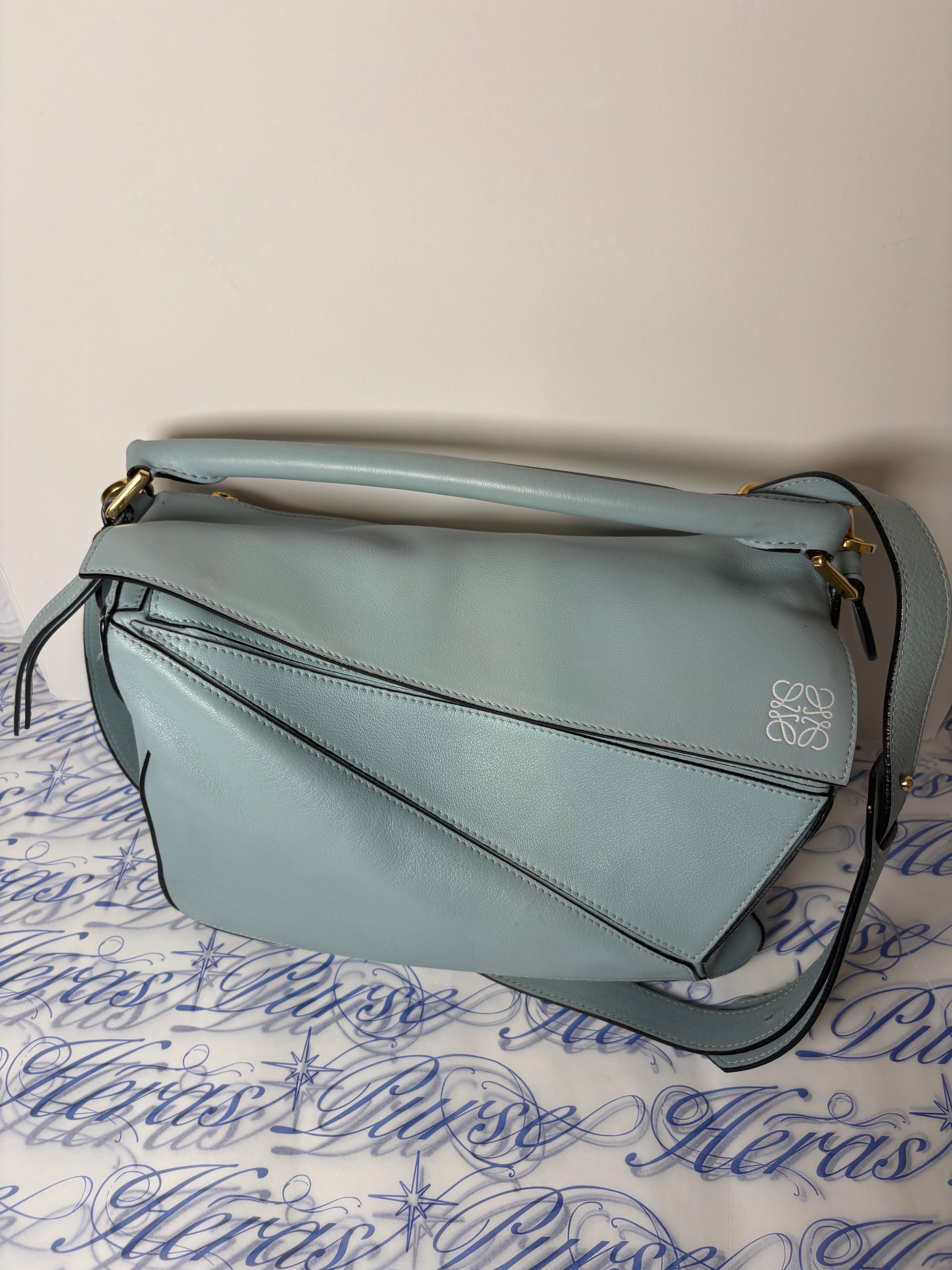 Loewe puzzle bag mediano sky baby blue