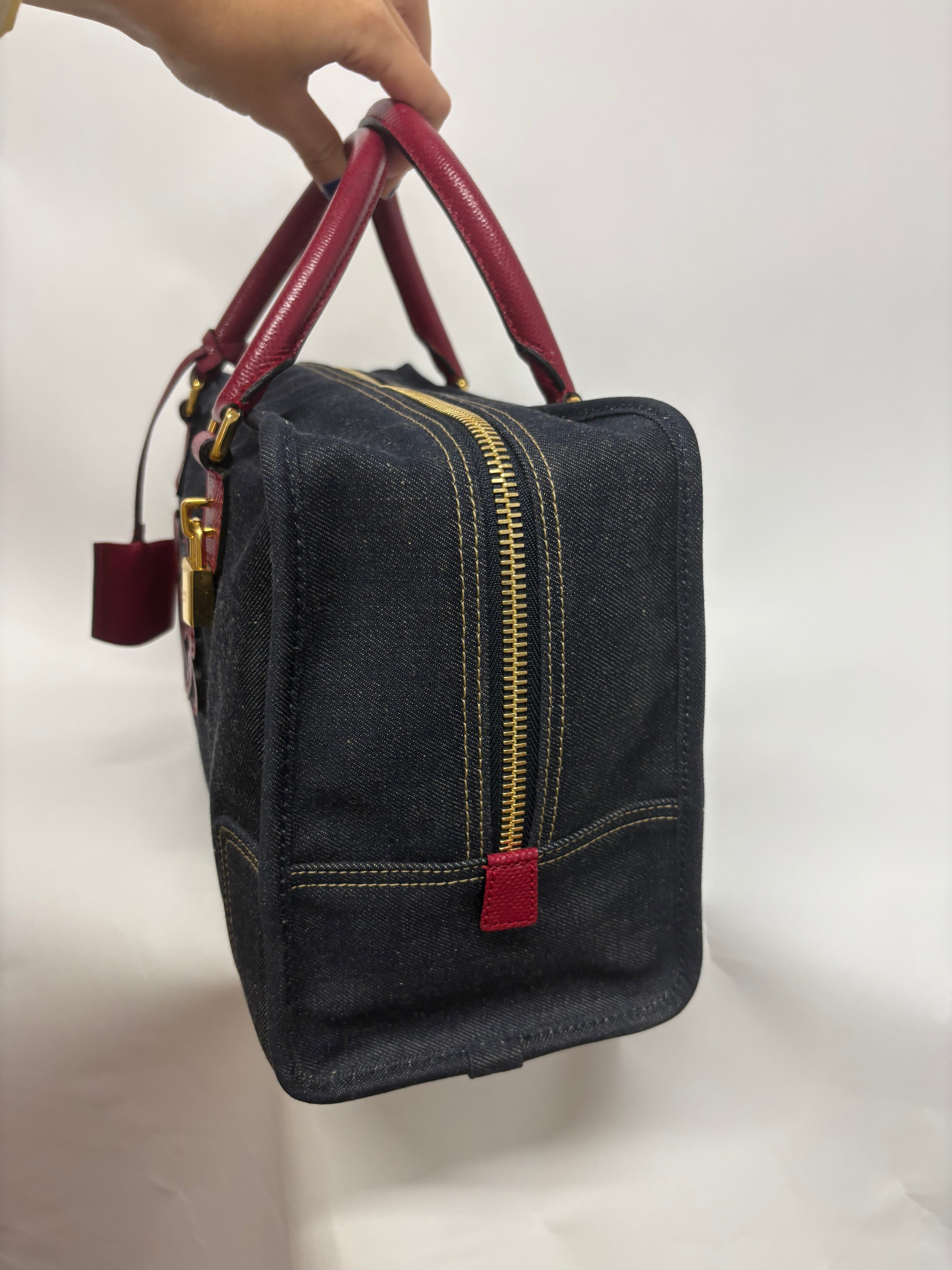 Loewe amazona 35 denim azul y rosa