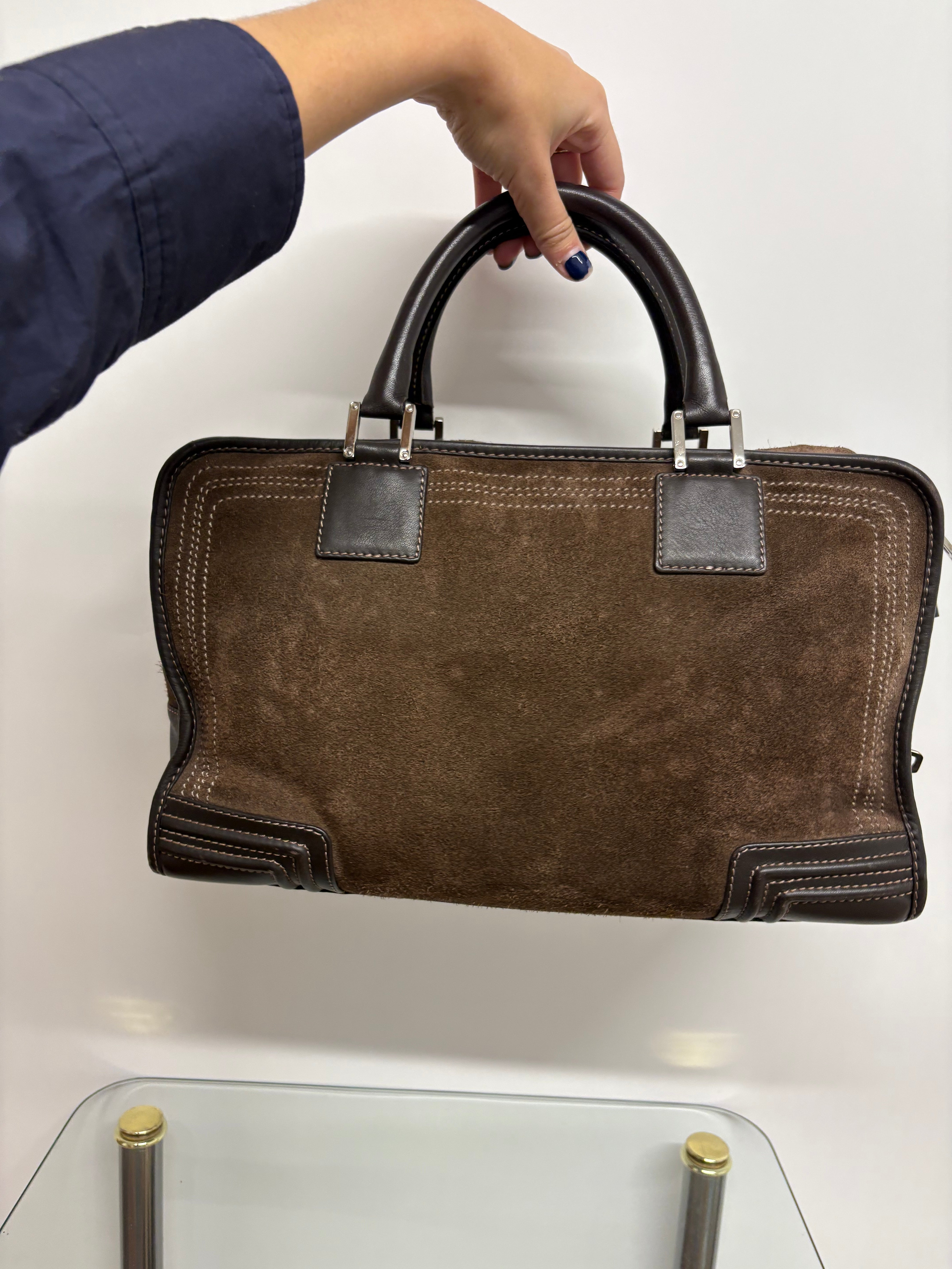 Loewe Amazona 35 marrón chocolate ante y piel