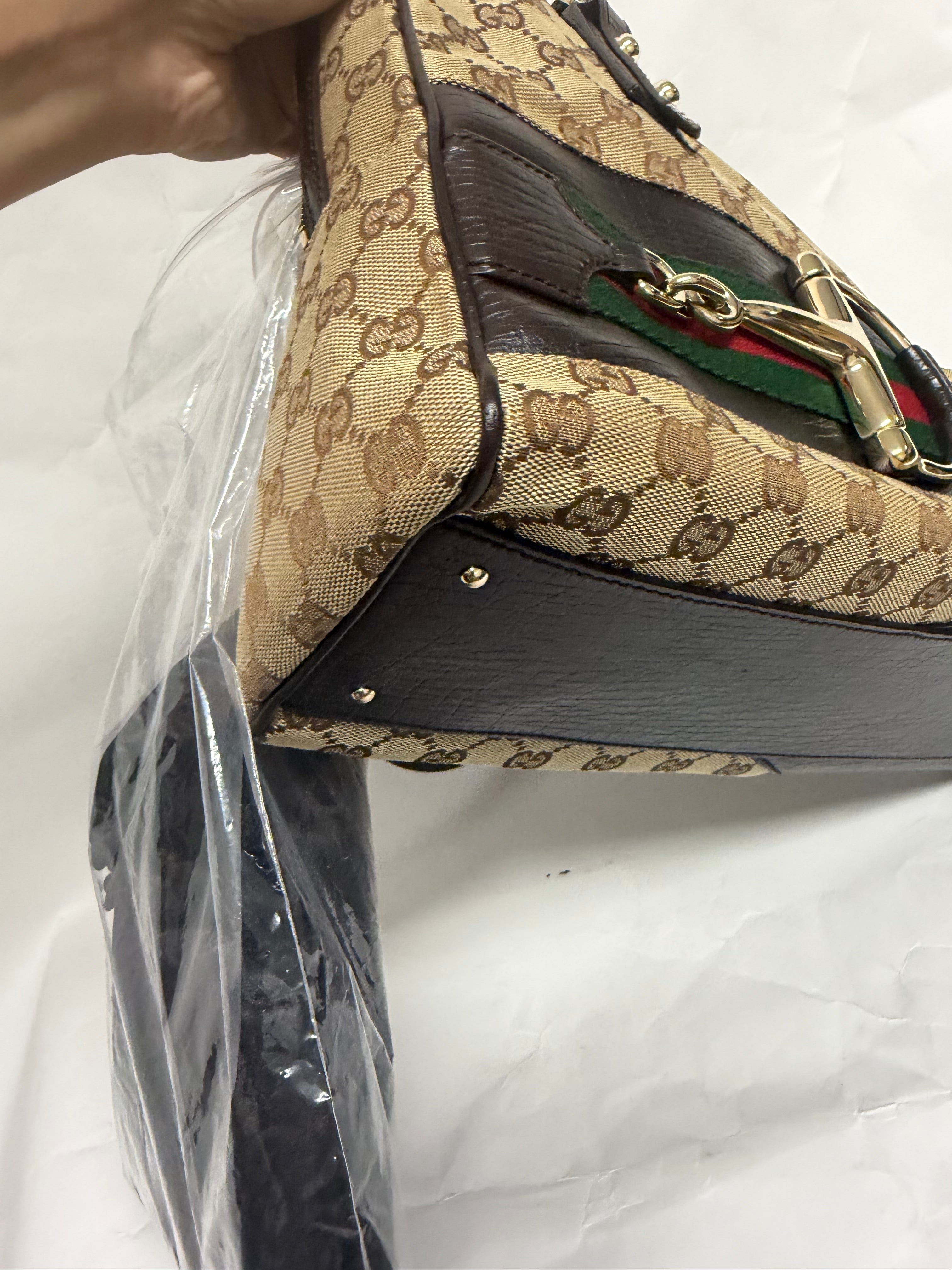 Gucci Hasler Horsebit GG Canvas Shoulder Bag