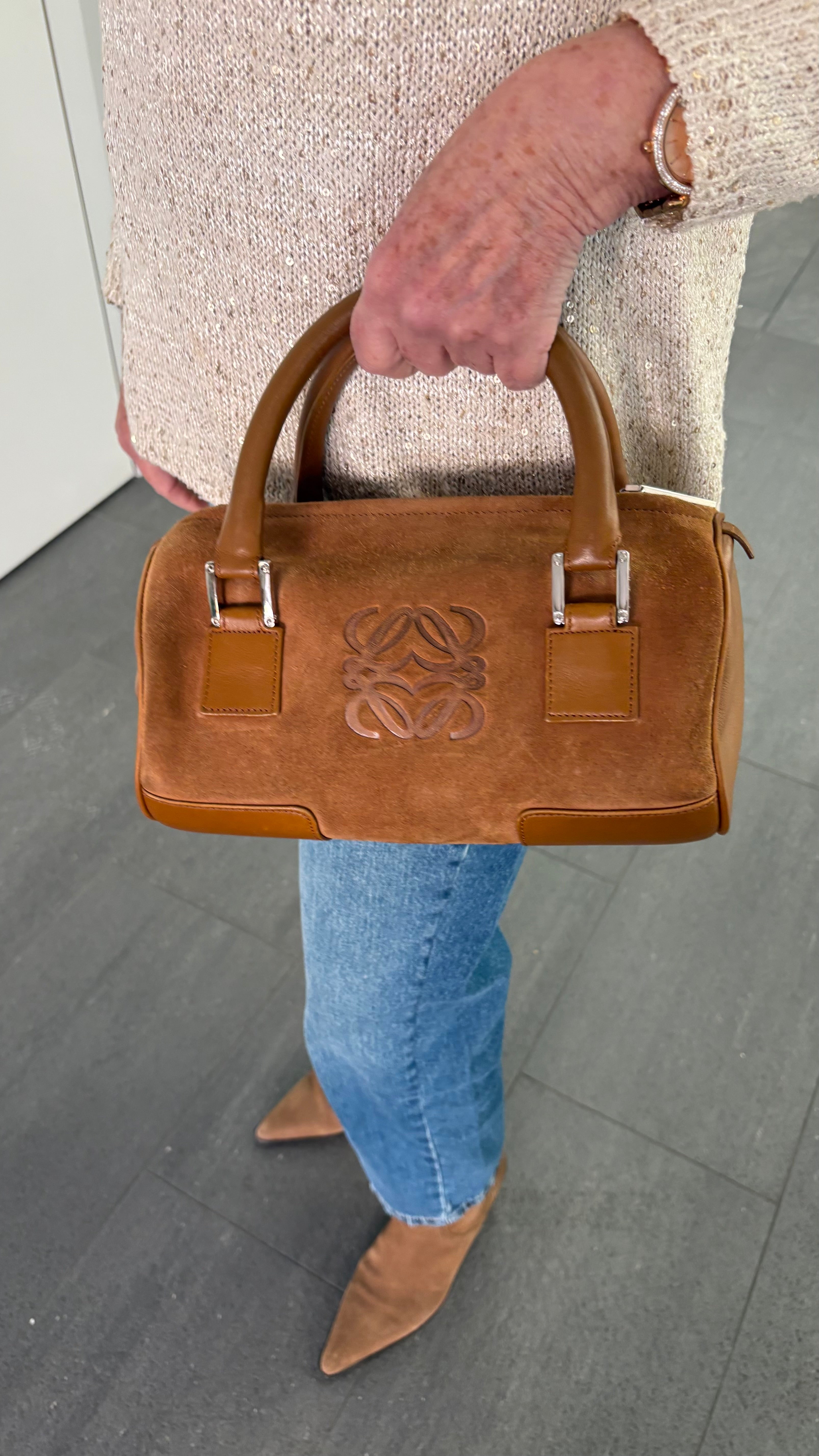 Bolso Brida Amazona en ante camel con accesorios completos