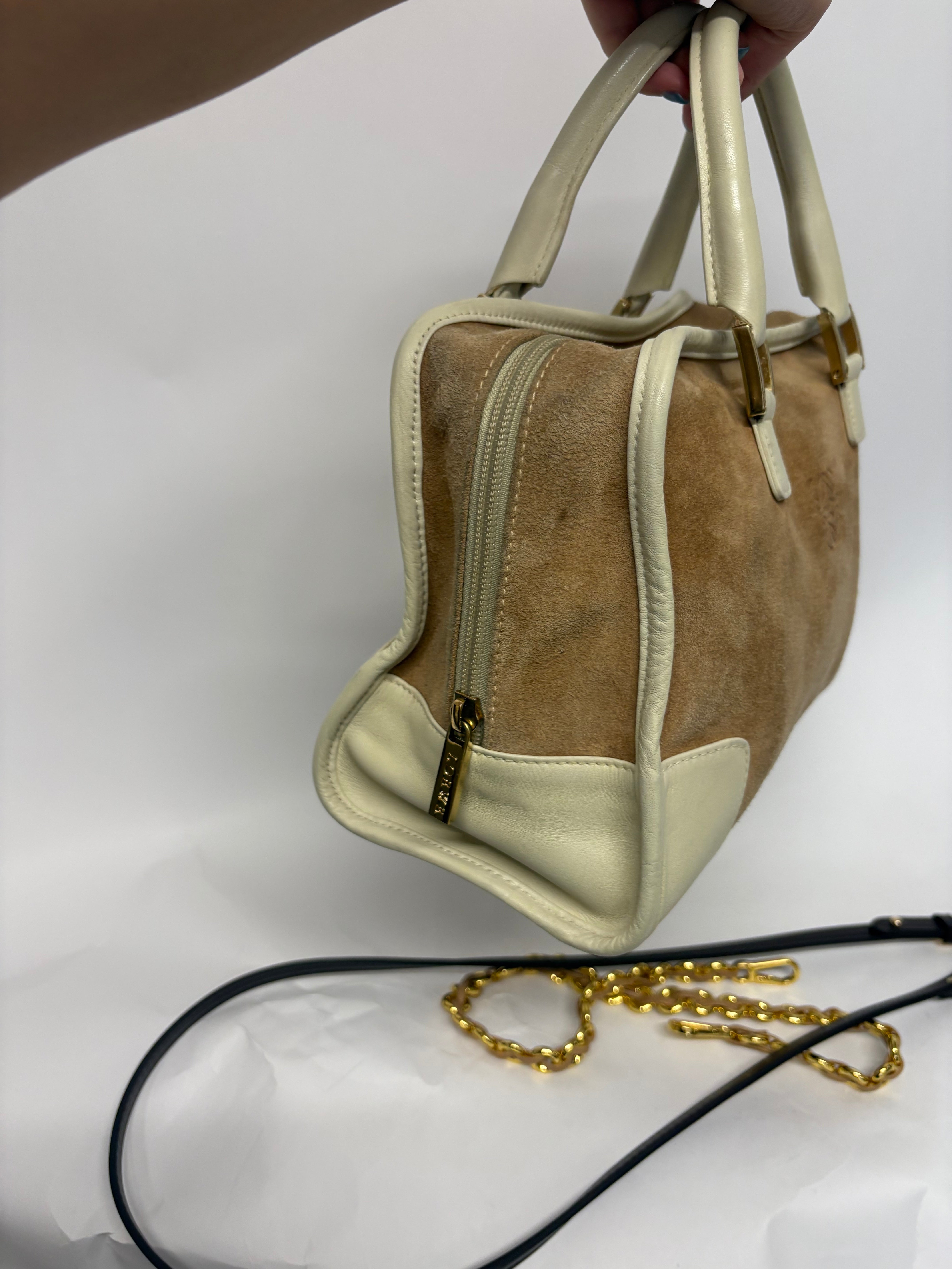Loewe Amazona 28 blanco y ante oro 2 bandoleras