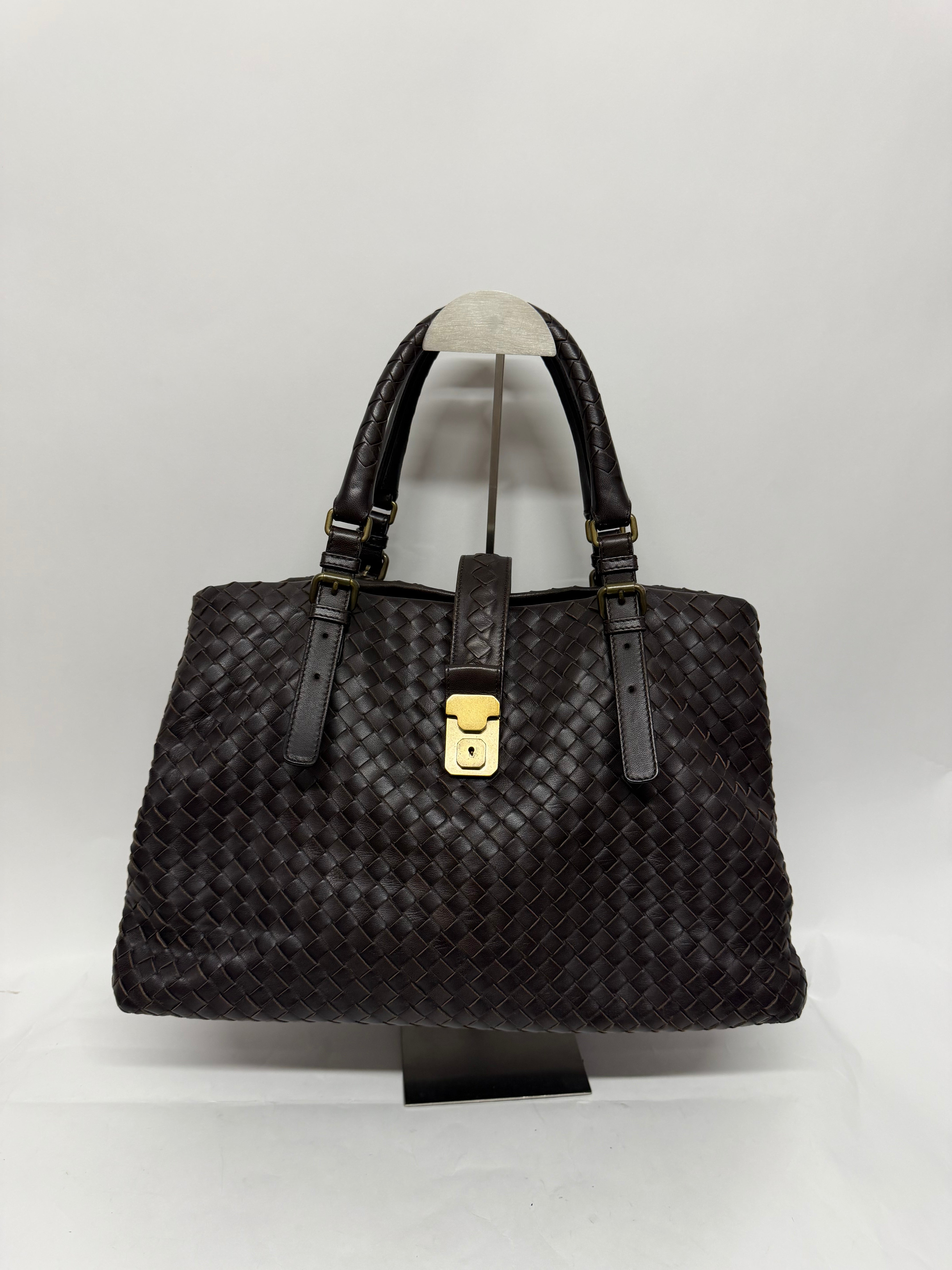 Bottega Veneta Roma Intrecciato Piel Marrón