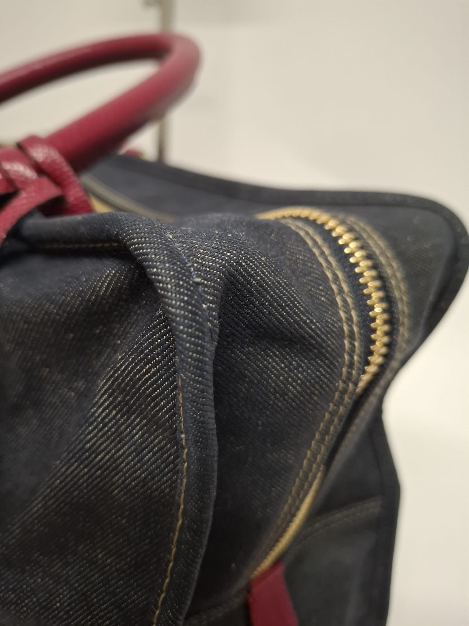 Loewe Amazona 36 Denim y Piel Rosa Efecto Lagarto