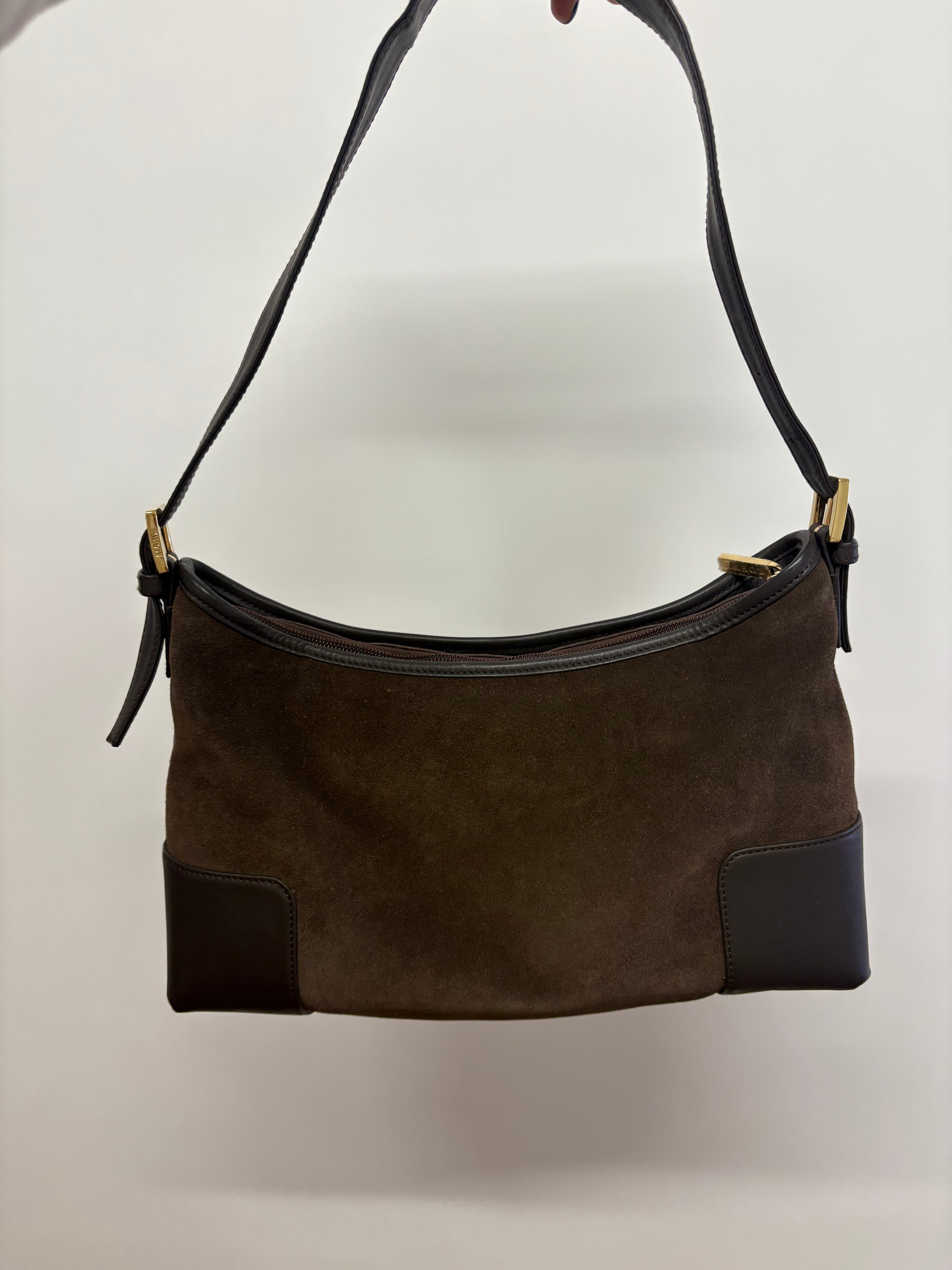 Loewe hobo bag ante y piel marrón oscuro