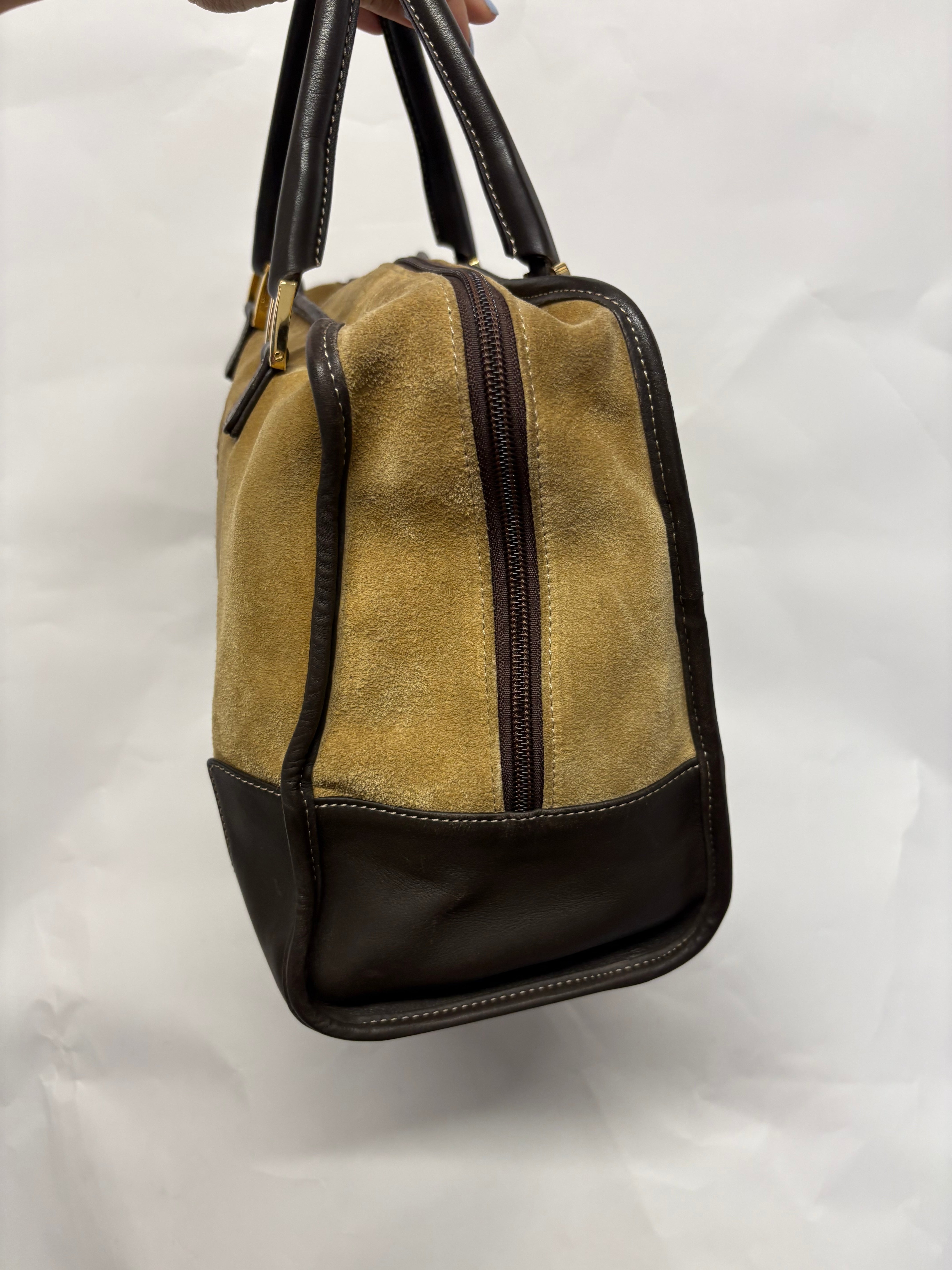 Loewe Amazona ante oro 32 marrón con bandolera extra