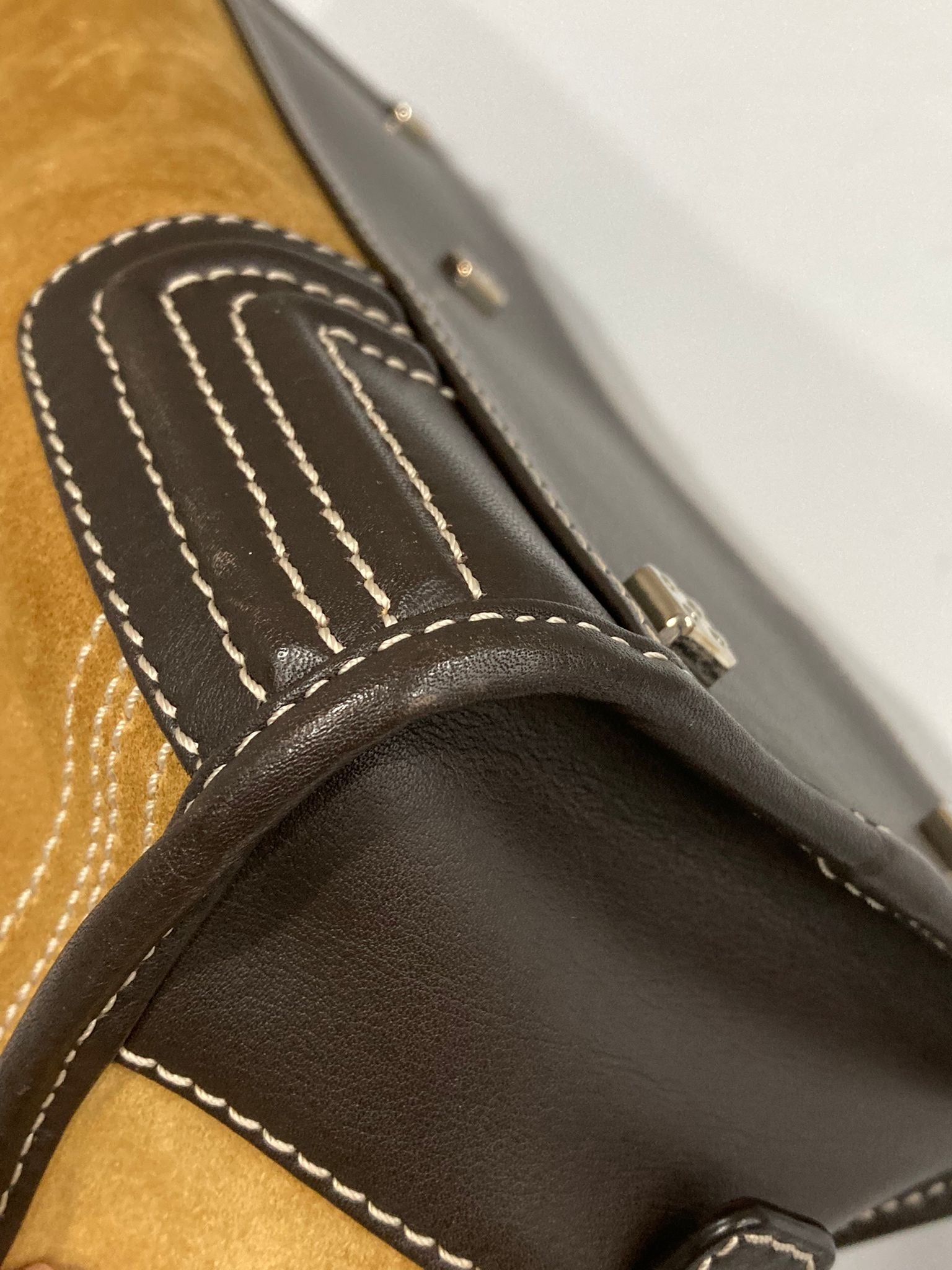 Loewe Amazona 28 Ante oro y Piel Camel/Marrón