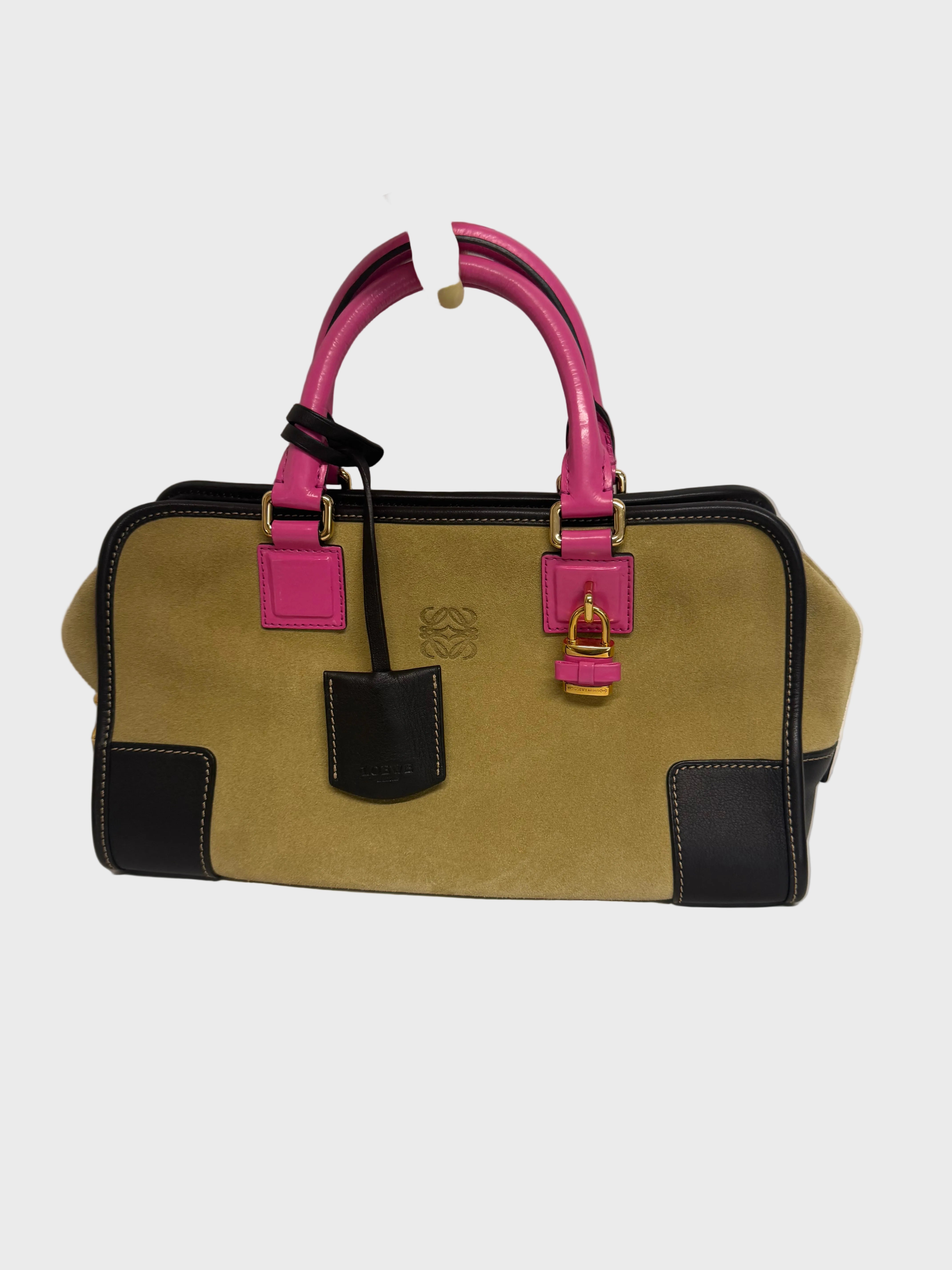Loewe Amazona 28 Ante Oro Rosa Edición Especial asas rosas
