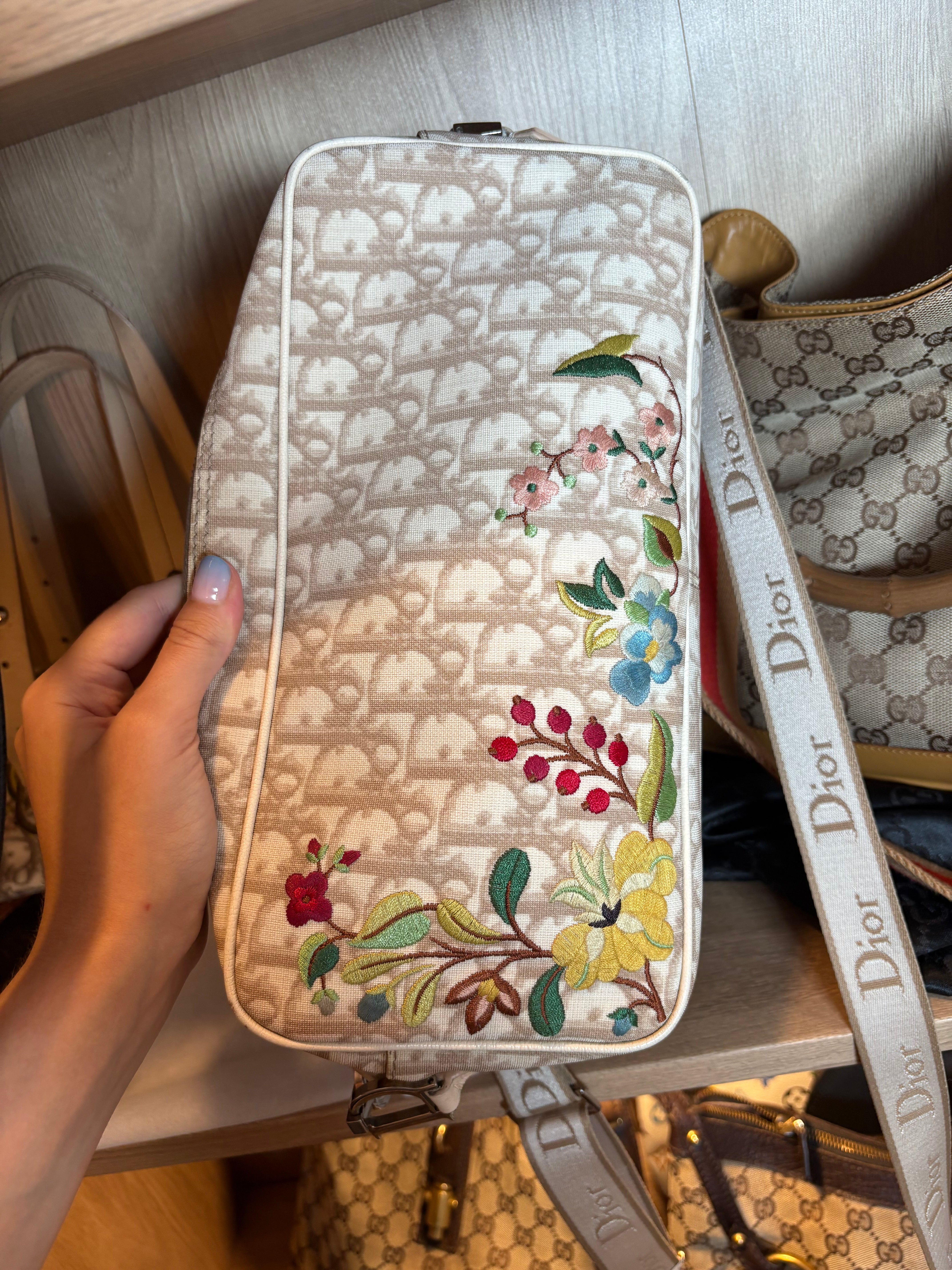 Christian Dior Trotter Beige Floral Embroidery