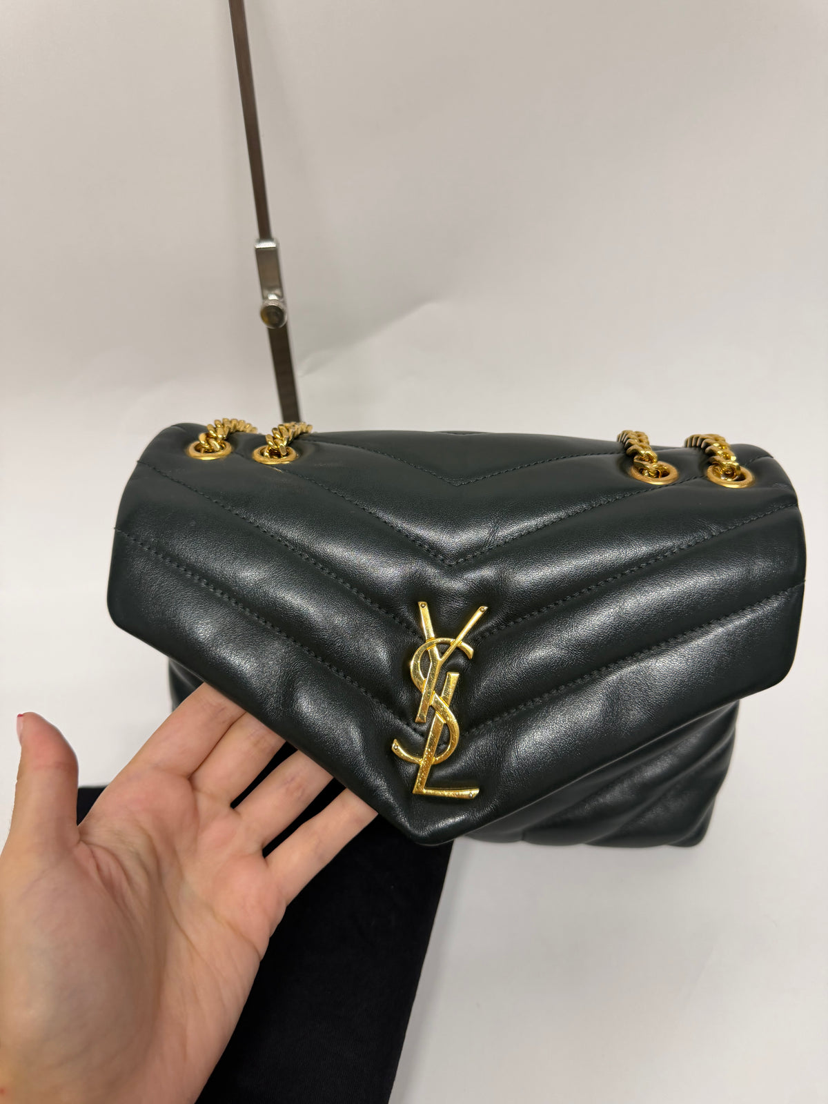 Saint Laurent LouLou Small Piel de Becerro Matelassé Verde Oscuro Full Set