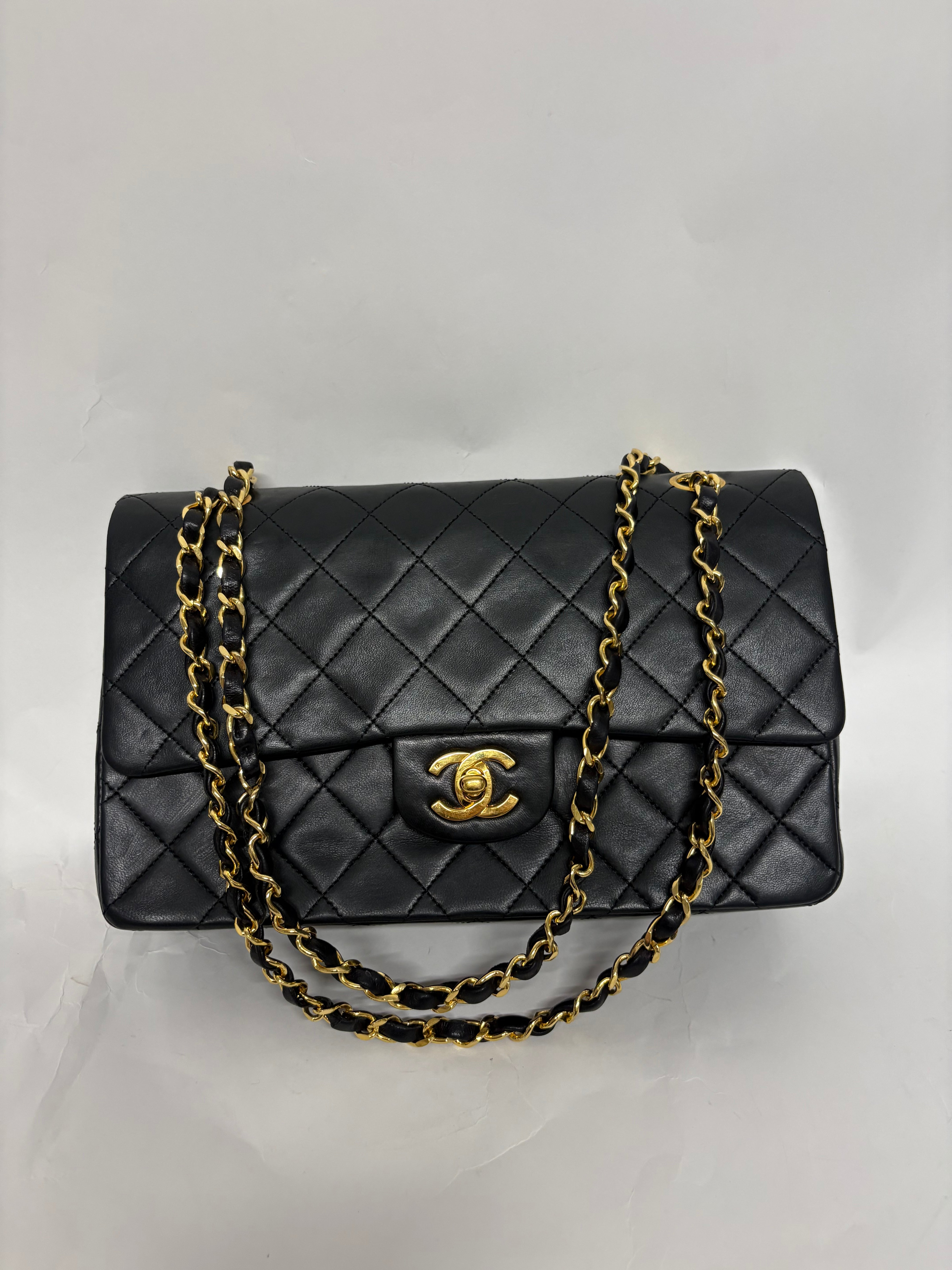 Chanel Timeless Double Flap 25 Lambskin negro serie 0